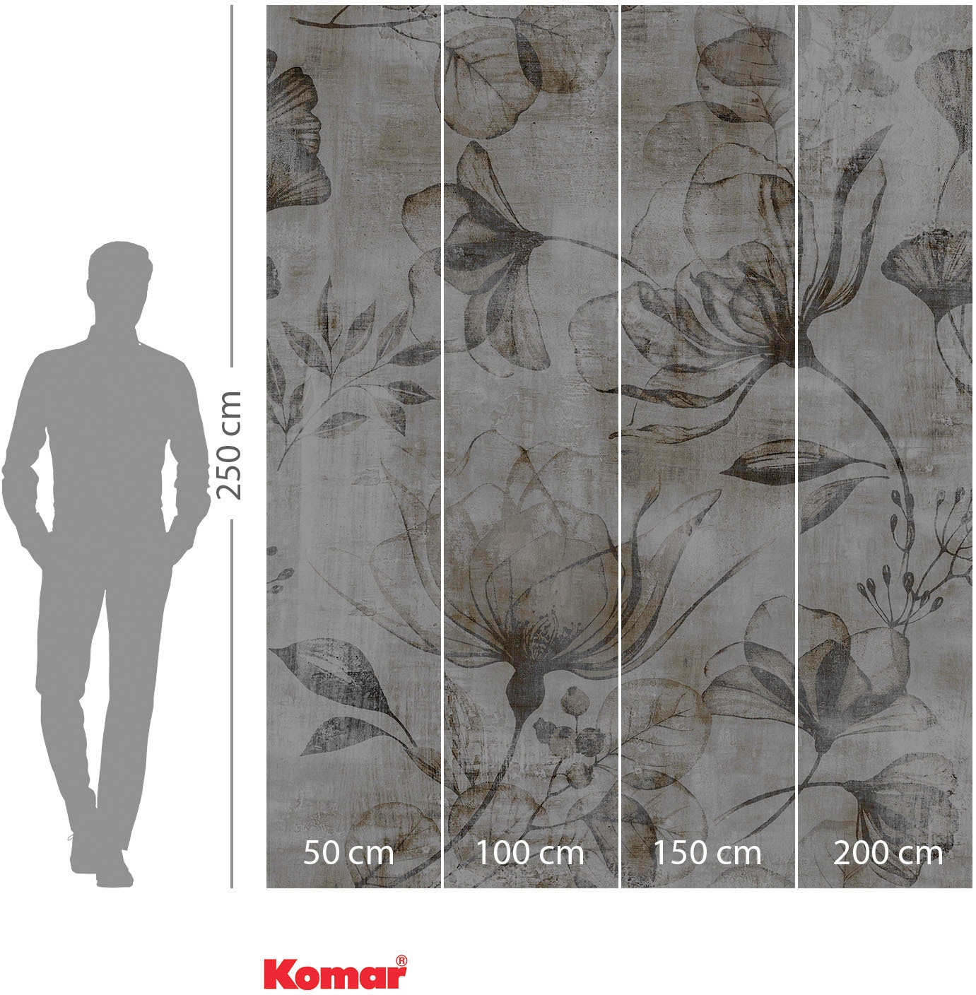 Komar Papier peint intissé »Digitaldruck Vlies -  Rustic Roses - Grösse 200 x 250 cm« imprimé Wohnzimmer, Schlafzimmer