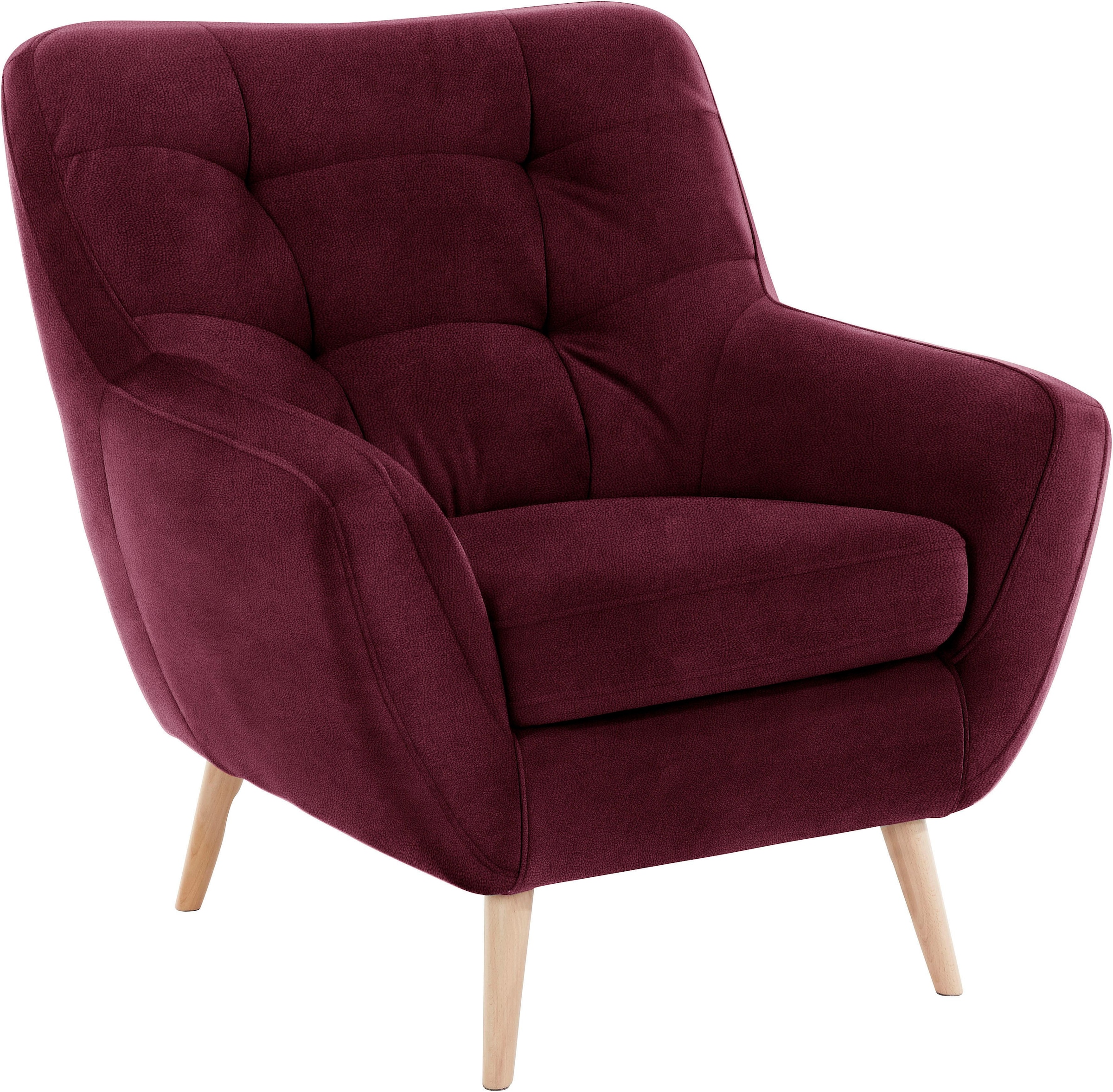 exxpo - sofa fashion Sessel »Scandi, Loungesessel mit tollem Sitzkomfort, hochwertige Polsterung«, bequem, hohe Holzfüsse