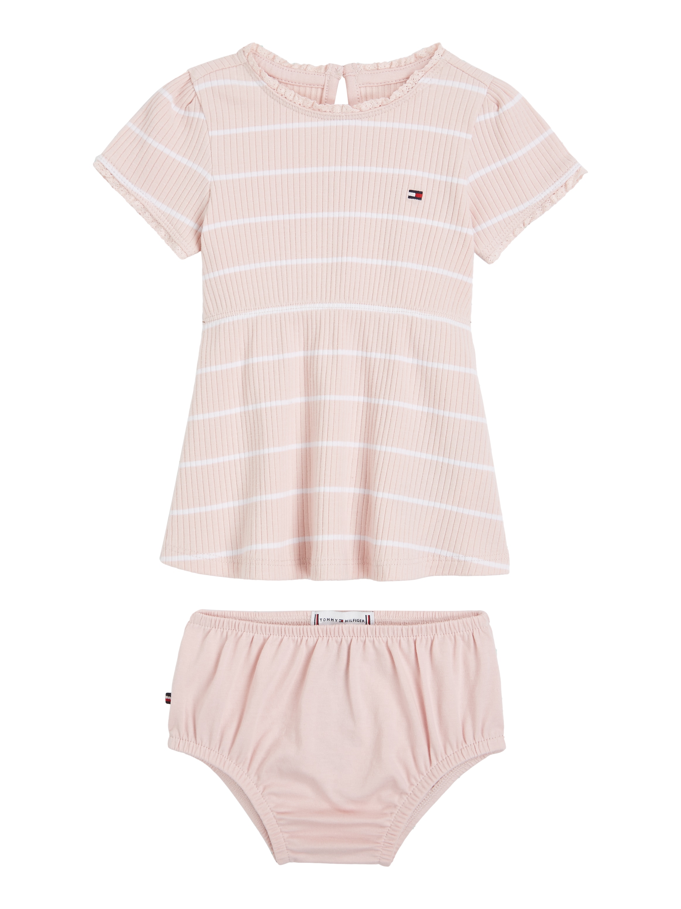 Minikleid »BABY STRIPED RIB DRESS S/S«, (2 tlg.), Baby bis 2 Jahre
