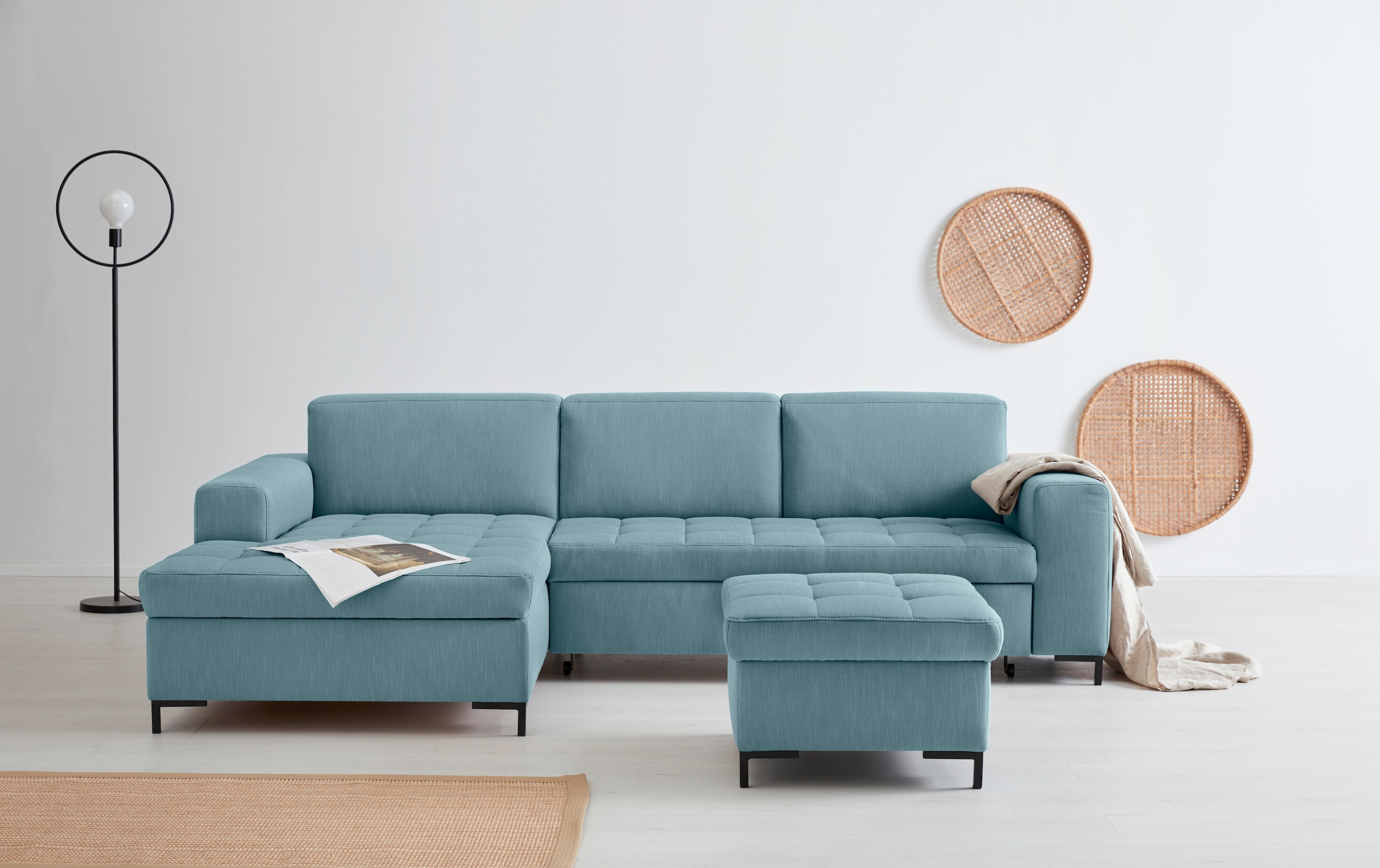 GOODproduct Hocker »Grazzo«, hochwertige Stoffe aus recyceltem Material, Steppung im Sitzbereich