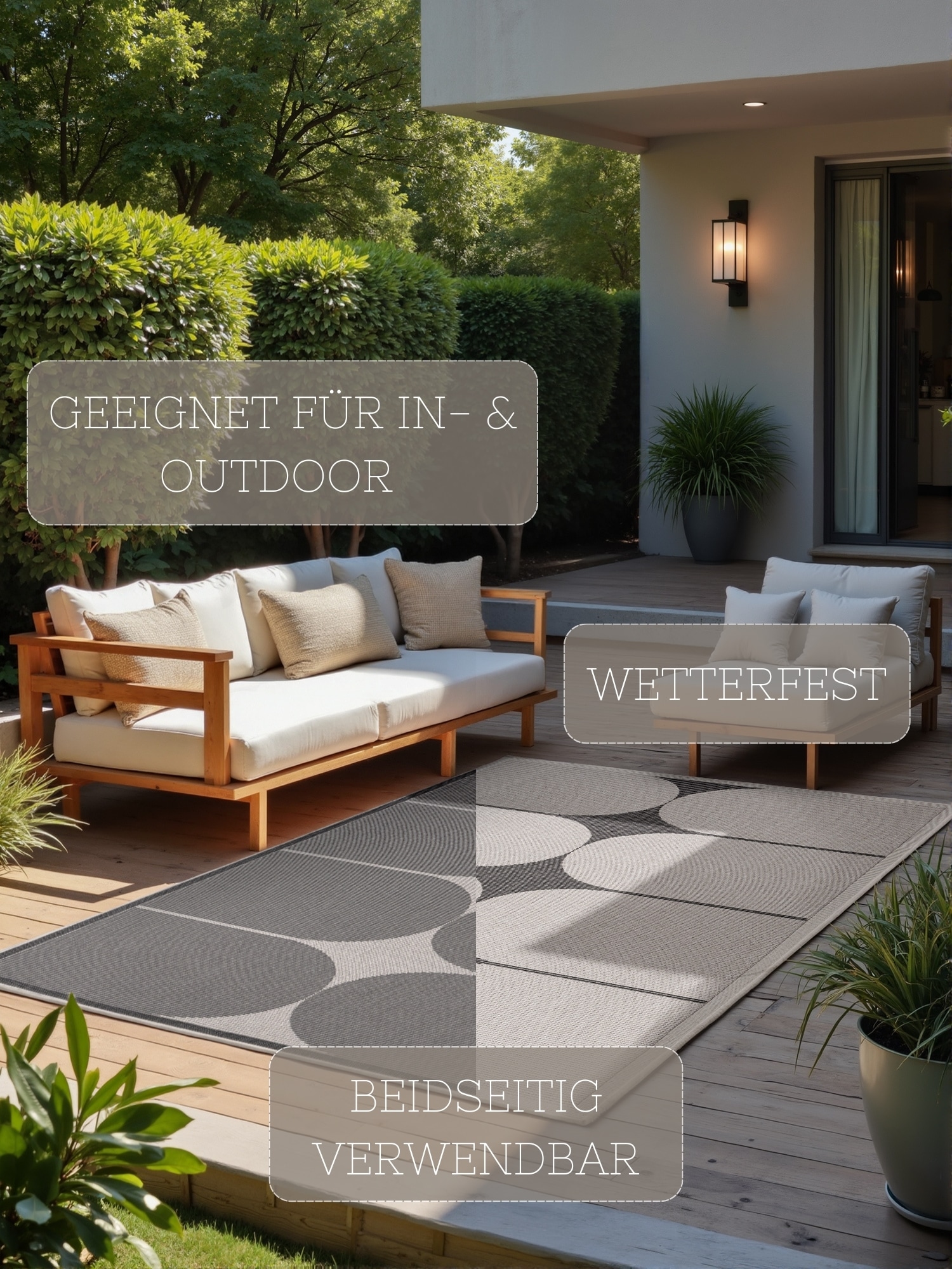 HANSE Home Outdoorteppich »Bowen Wendeteppich«, rechteckig, 5 mm Höhe, Läufer, In und Outdoor, Flachgewebe, wetterfest, pflegeleicht, robust