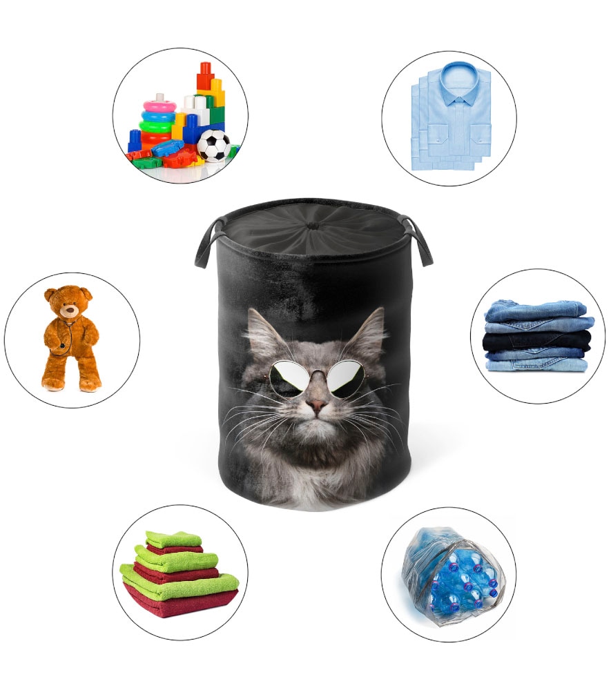 Sanilo Wäschekorb »Cool Cat«, kräftige Farben, samtweiche Oberfläche, mit Deckel