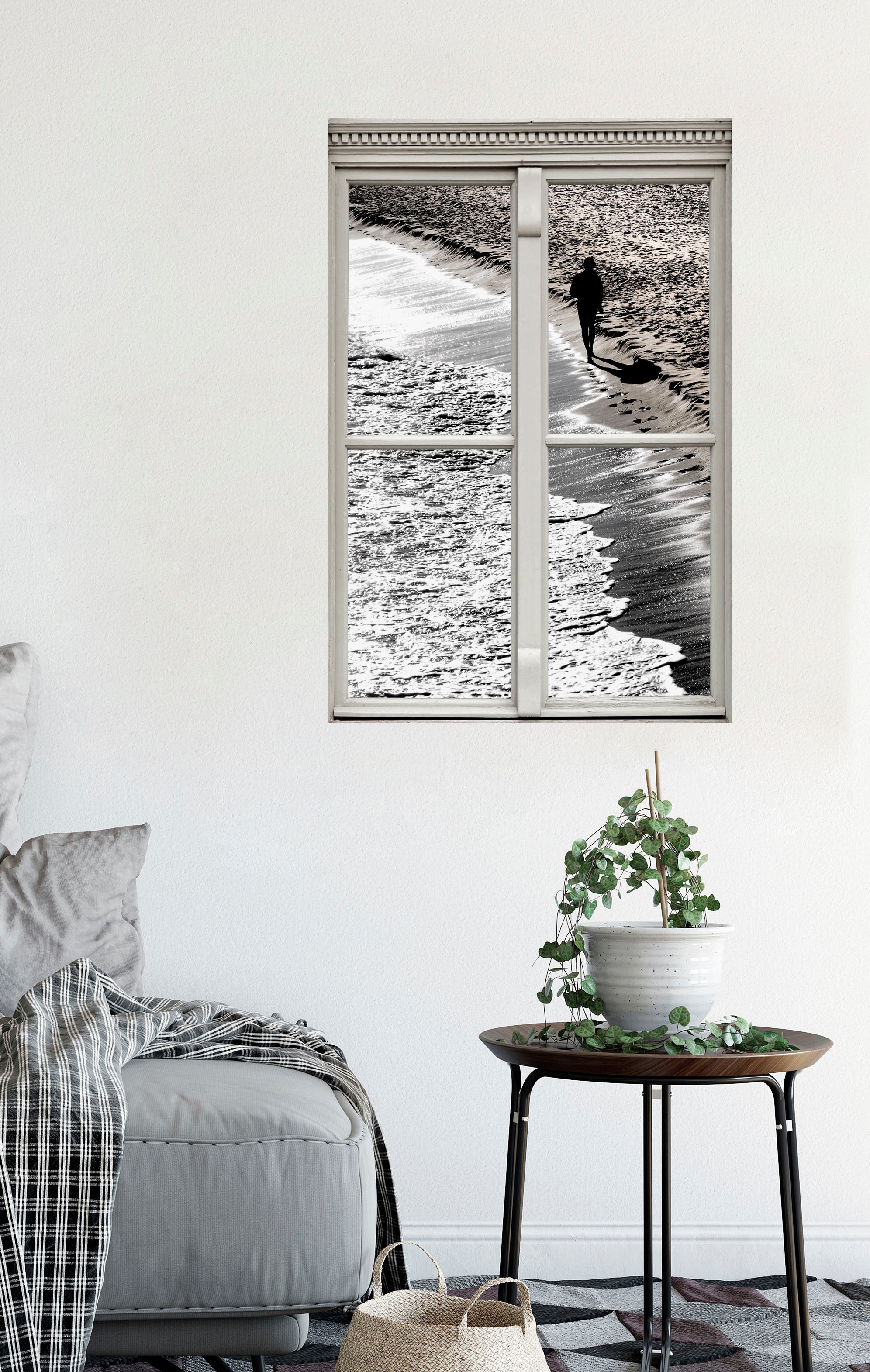 queence Wandsticker »Strand«, Wandsticker, Wandbild, selbstklebend, 3D, Fenster