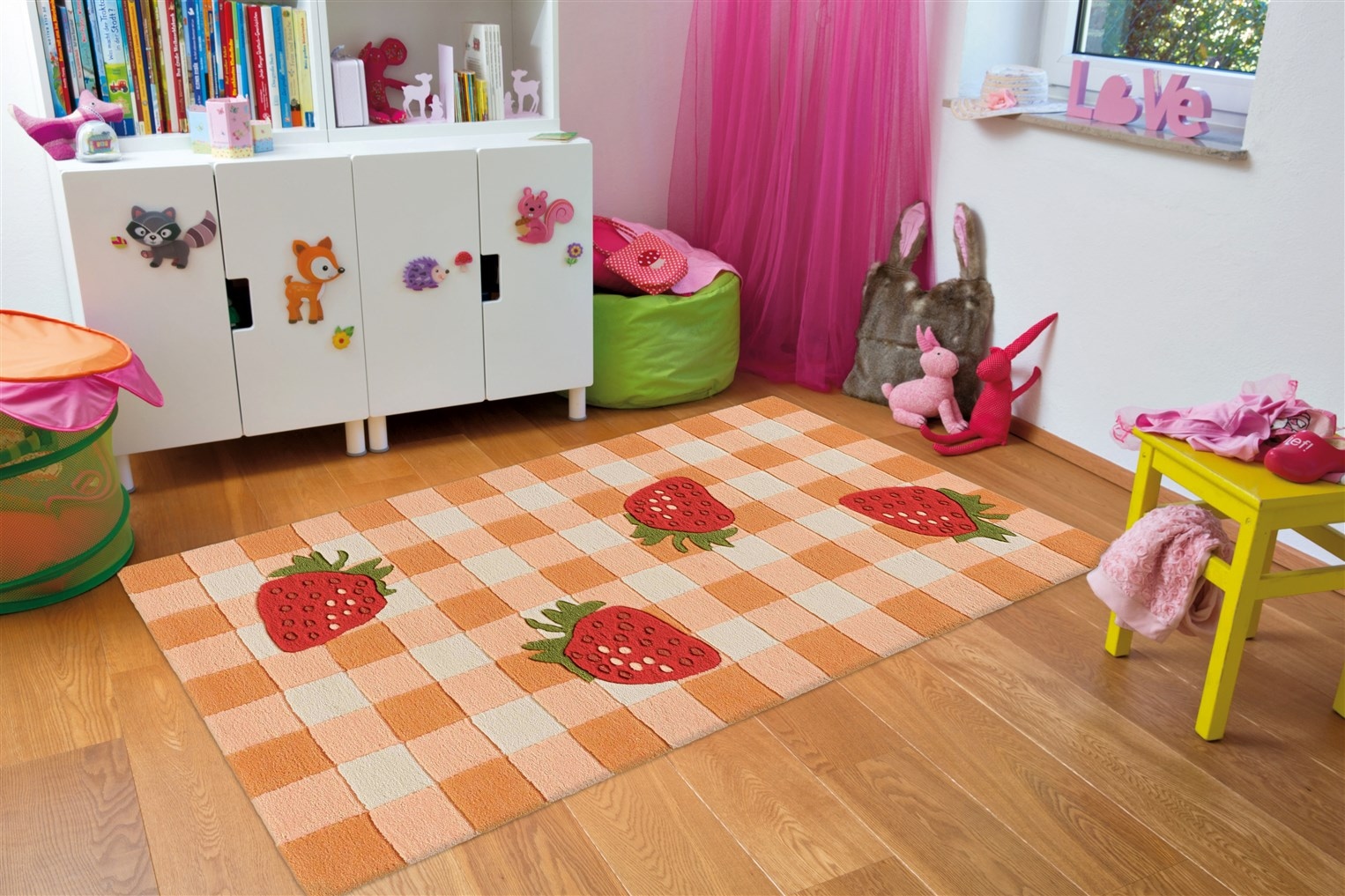 Arte Espina Teppich »Joy 996«, rechteckig, 22 mm Höhe, Farbenfrohes Design mit süssen Erdbeeren