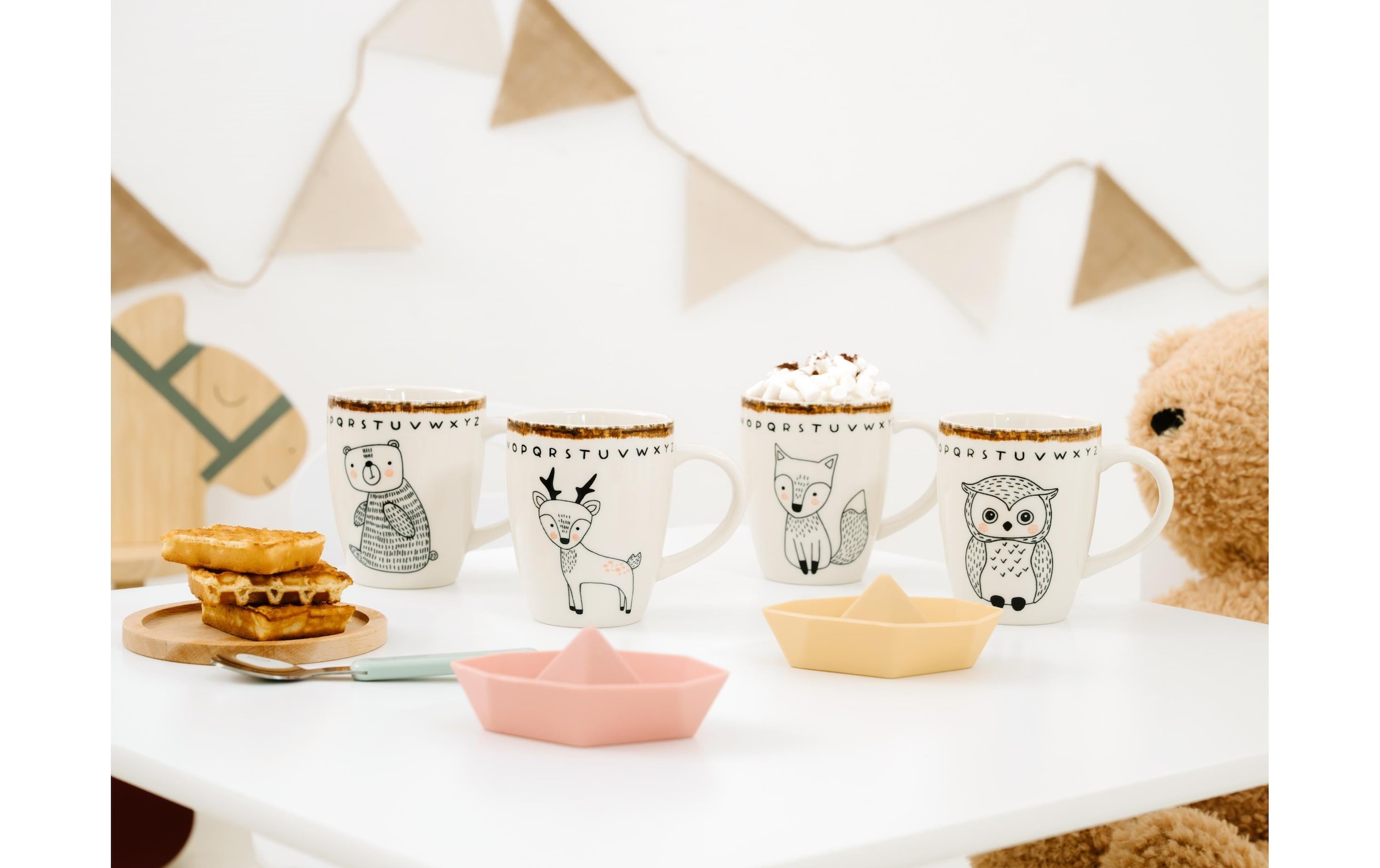 CreaTable Gobelet pour enfants »Freunde des Waldes Becher Steinzeug Bunt 4-tlg«