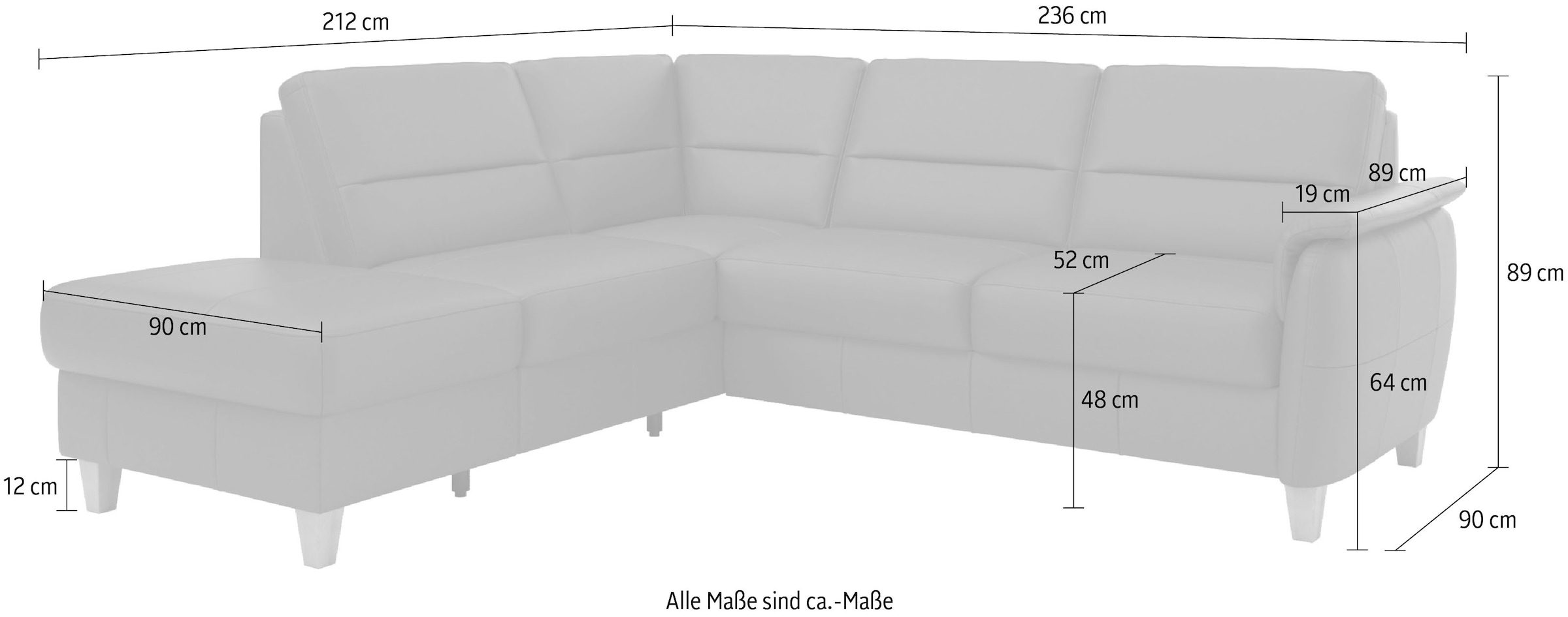 Home affaire Ecksofa »Palmera L-Form«, Federkern, wahlweise mit Bettfunktion und mit/ohne Stauraum