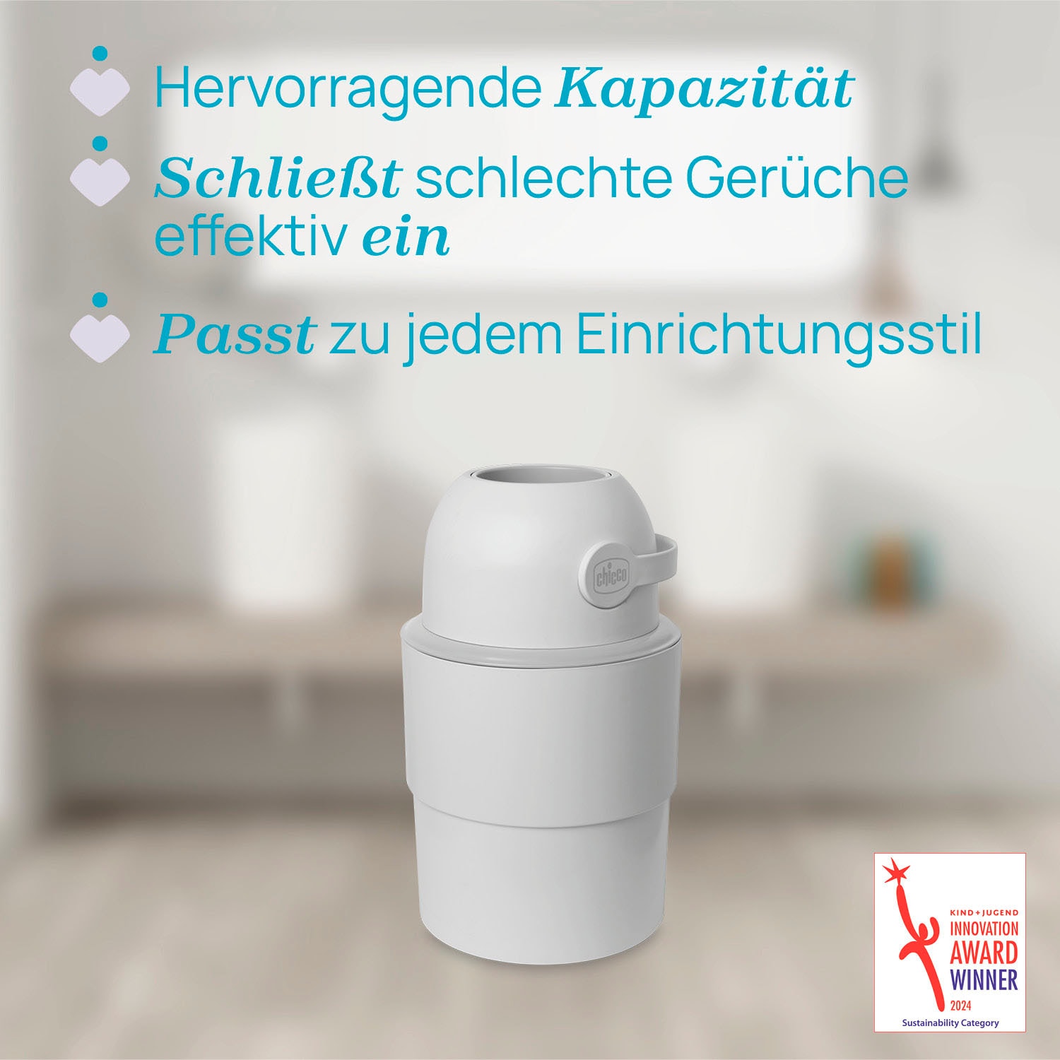 Chicco Windeleimer »Odour Off«, inkl. 1 Pack Müllbeutel Odouzr off; teilweise aus recyceltem Material