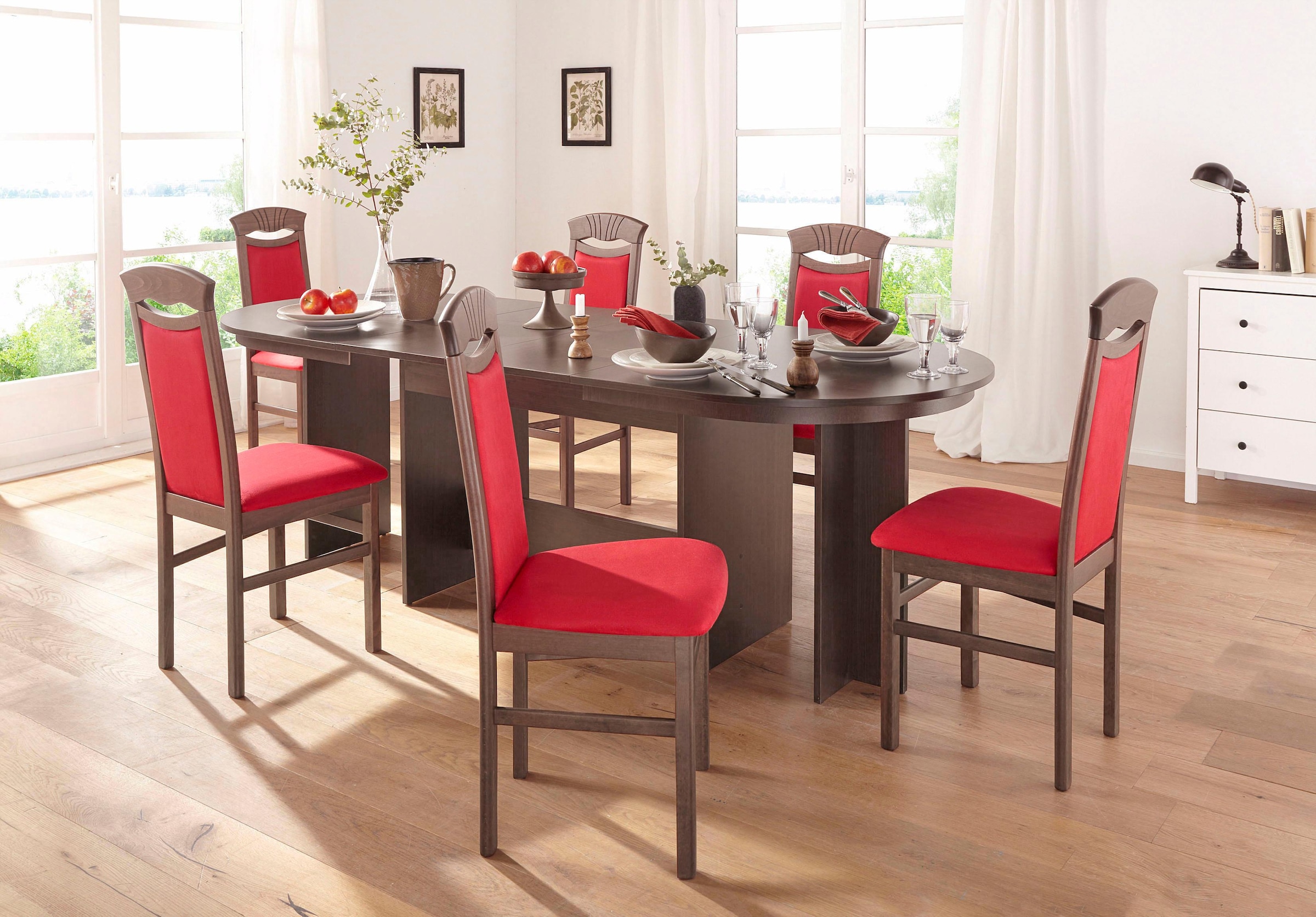 Home affaire Esszimmerstuhl »Franz«, (Set), 2 St., Microfaser, strapazierfähige Microfaser, Gestell Buche natur oder weiss, Holzstuhl