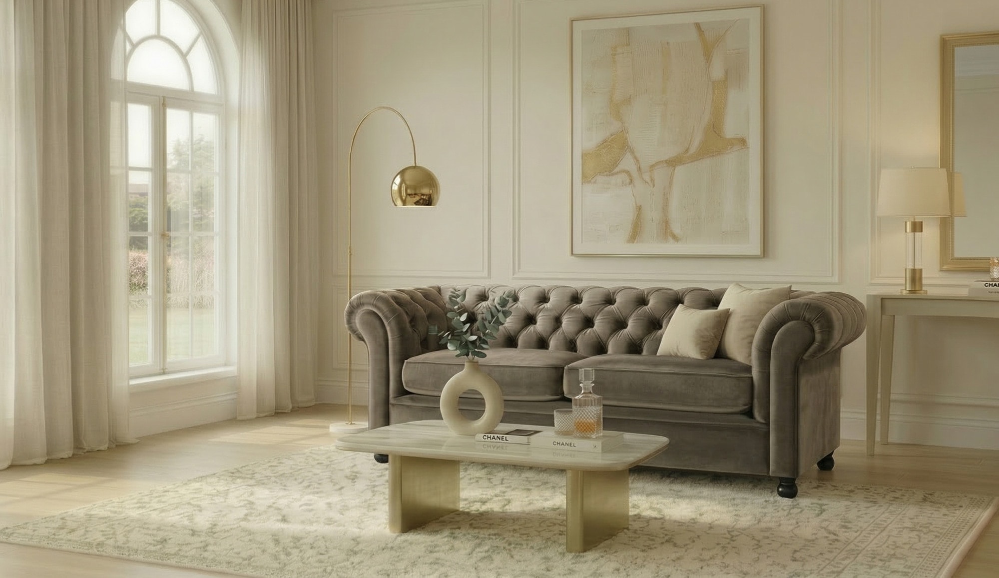 Image of Home affaire 3-Sitzer "BRONNOY Chesterfield Sofa mit aufwendiger Knopfheftung, Breite 193 cm" Sofa mit geschwungenen Armlehnen, Chesterfield-Optik, Glamour