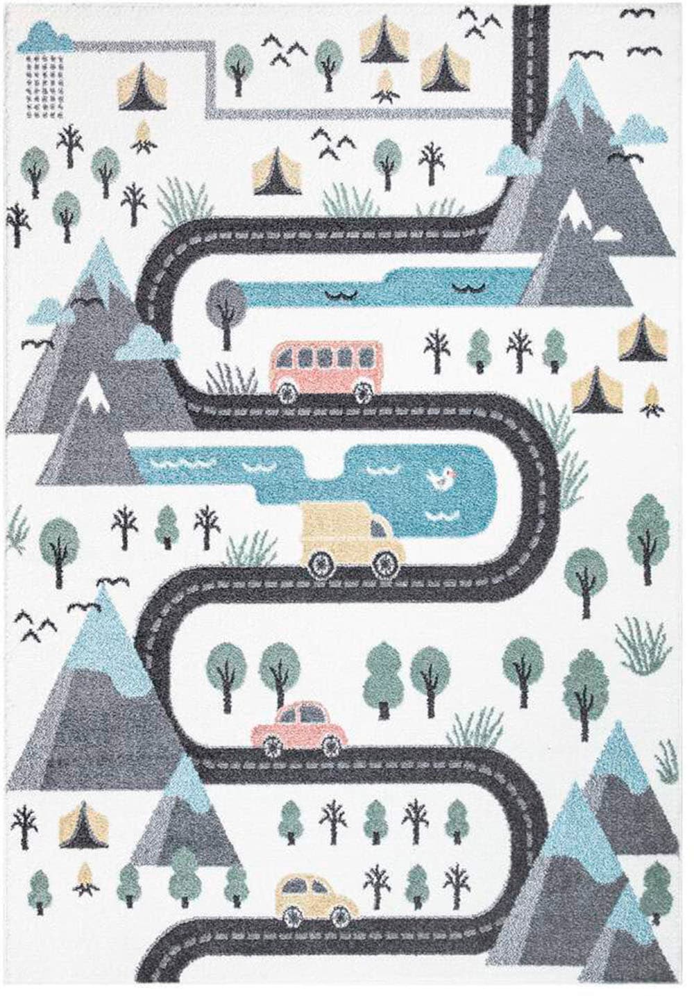 Carpet City Tapis pour enfants »ANIME904« Rectangulaire 11 mm Höhe Kinderzimmer Teppich Modern mit Mond, Blumen, Wolken, Creme, Multi