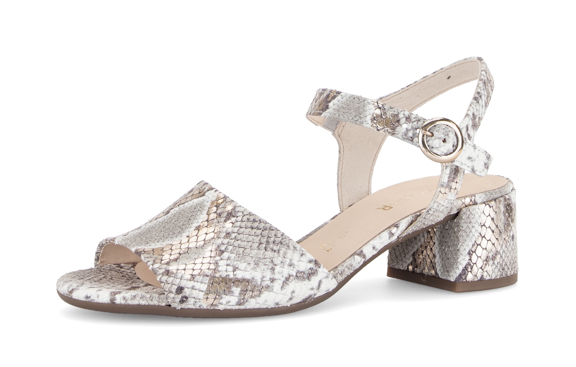 Image of Gabor Sandalette "Tunis" Blockabsatz, Sommerschuh in Schlangenoptik, Weite G (= weit)