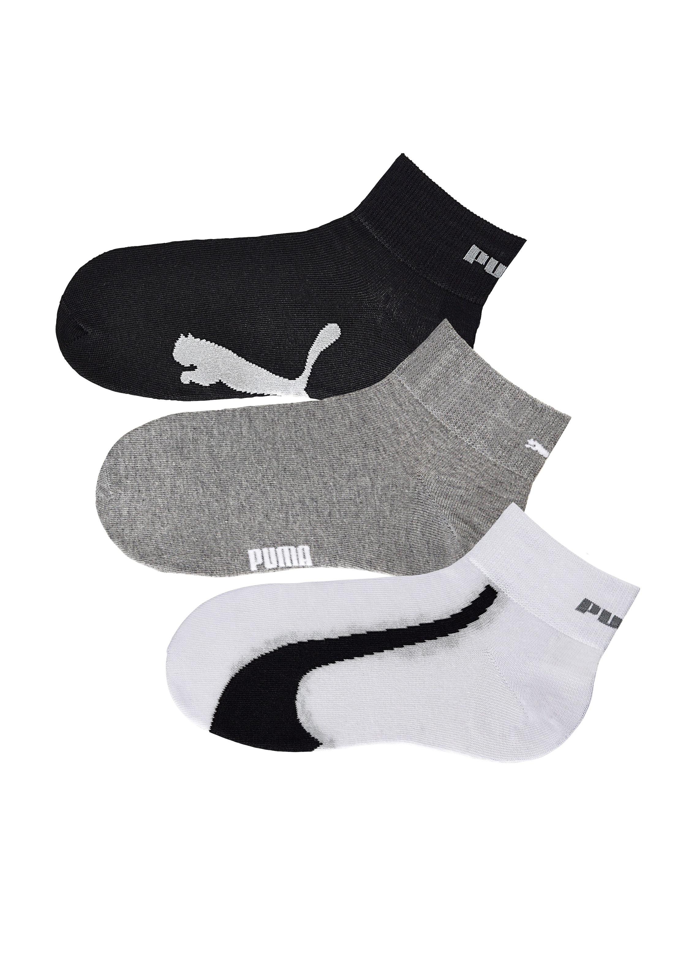 PUMA Sportsocken, (3er-Pack), mit kurzem geripptem Schaft