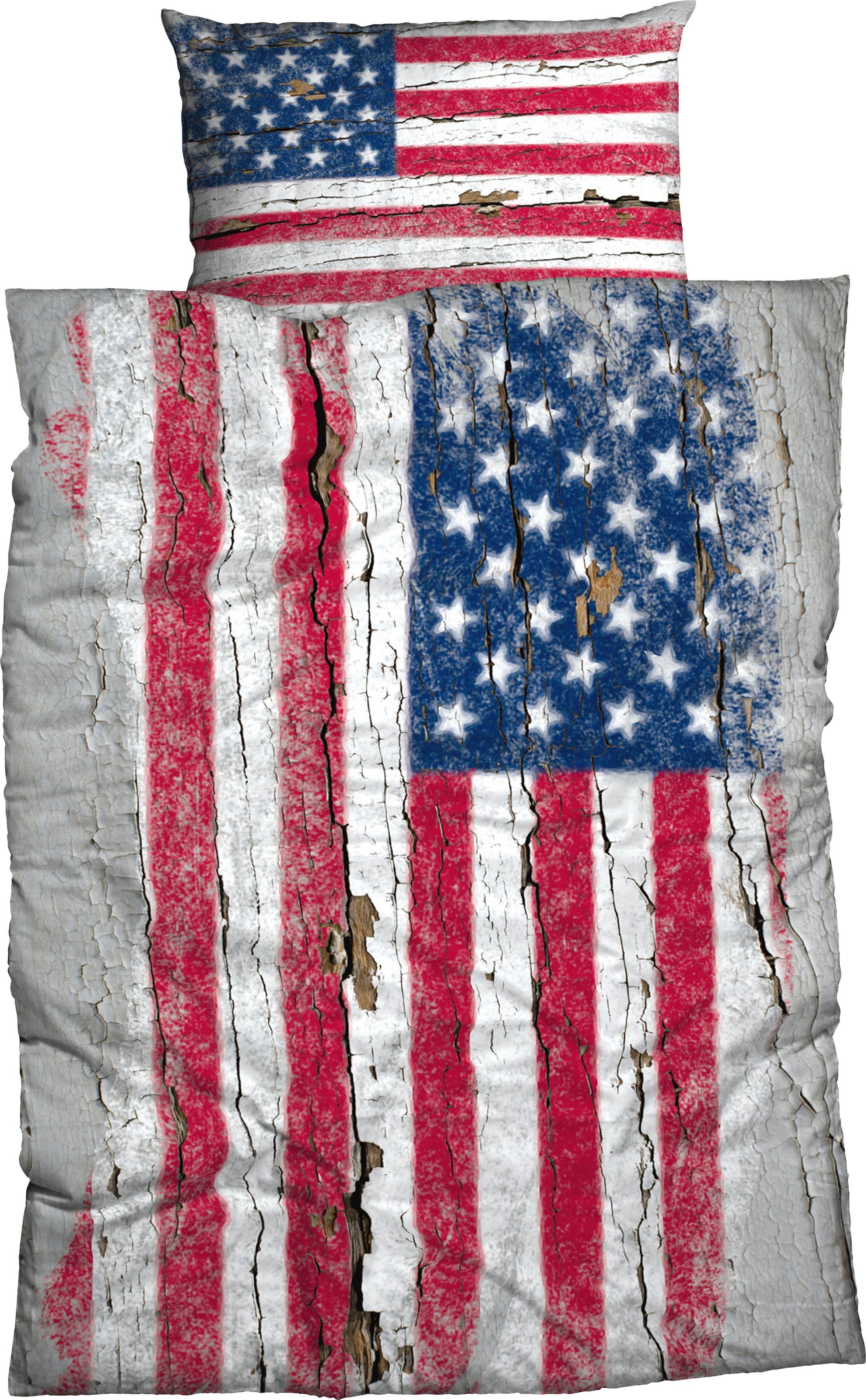 Image of CASATEX Bettwäsche "Stars & Stripes" 2 Stk. mit Flagge