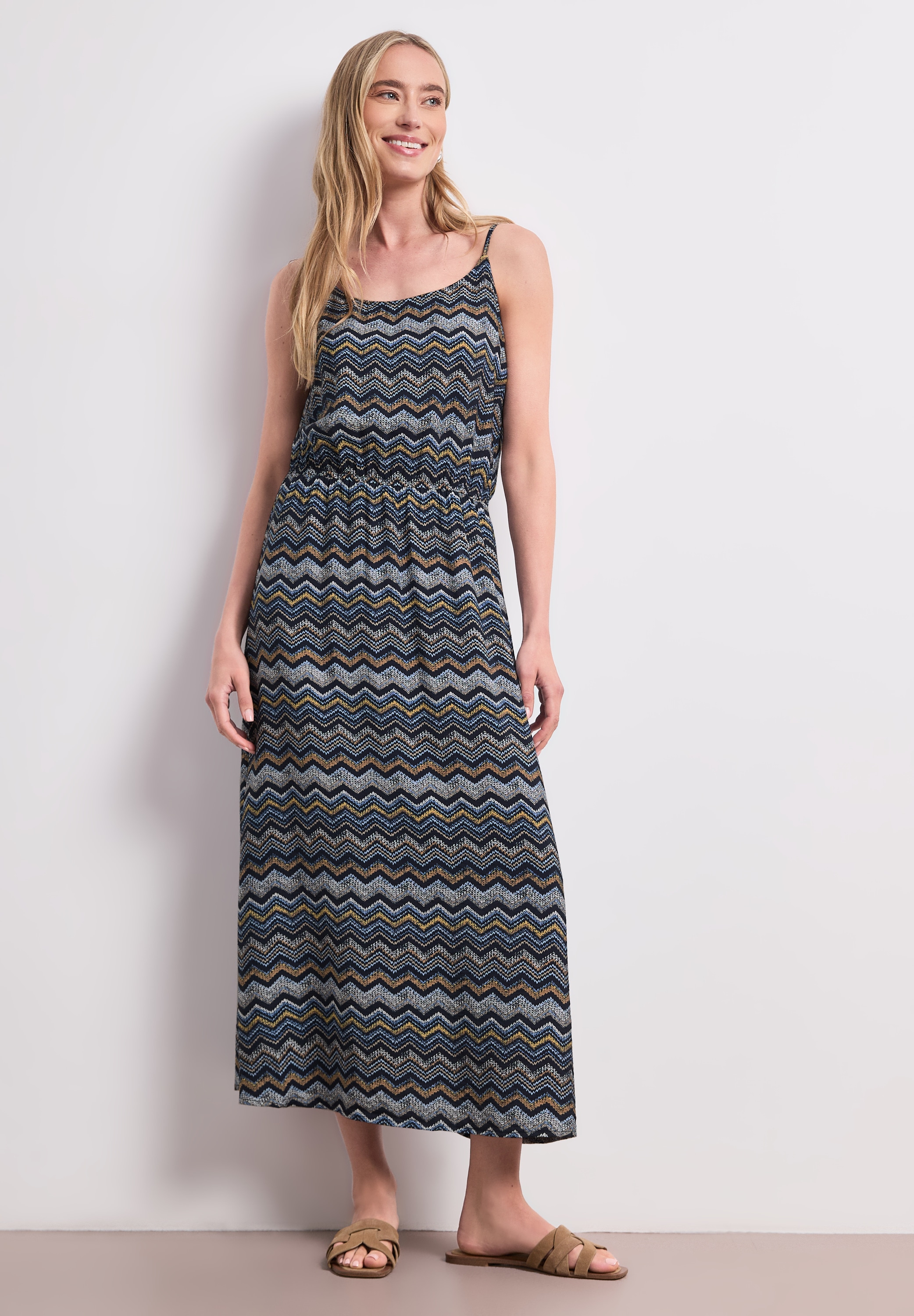 Image of STREET ONE Midikleid Ohne Taschen Sommerkleid mit Zick-Zack-Muster
