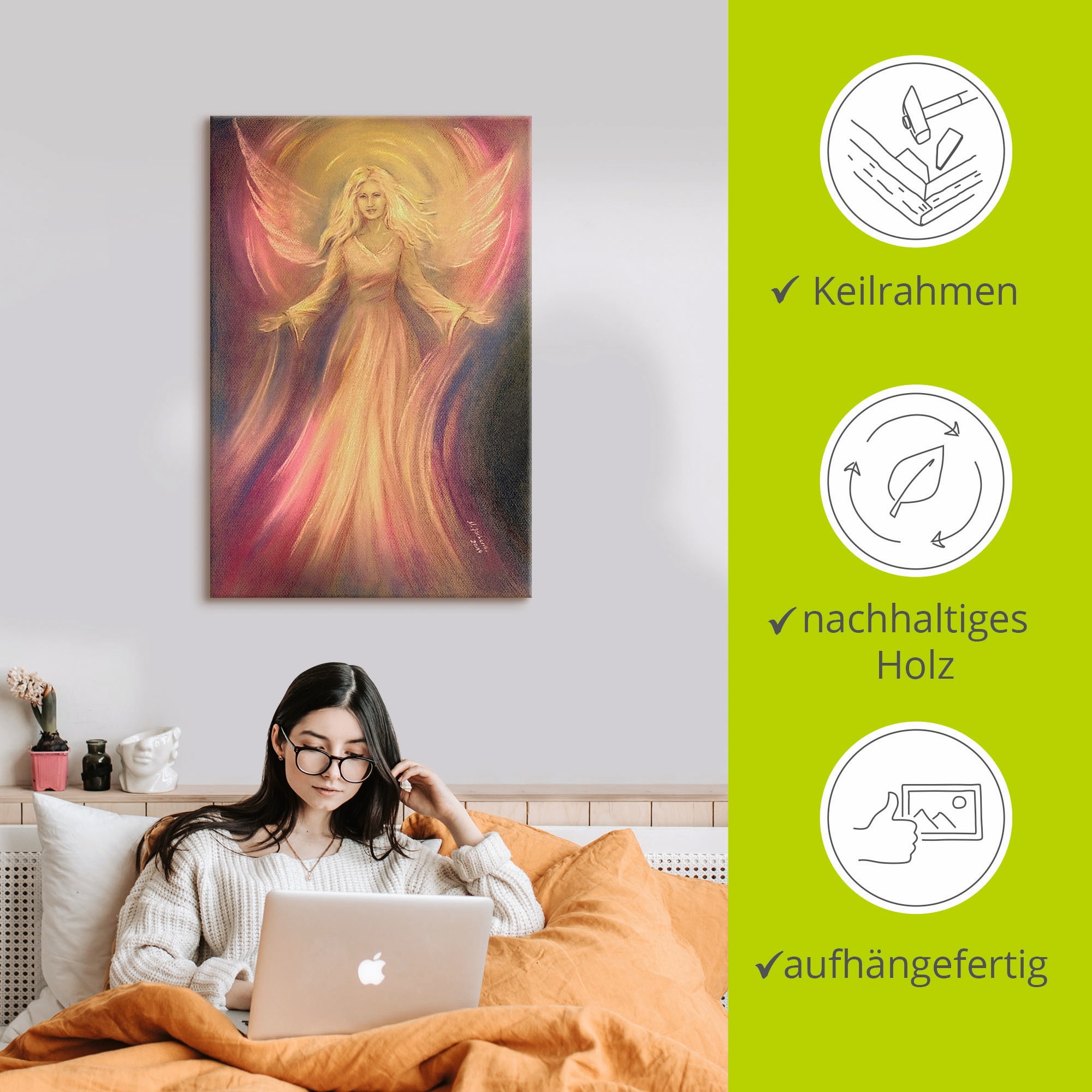 Artland Wandbild »Engel Licht Liebe - Spirituelle Malerei«, Religion, (1 St.), als Alubild, Outdoorbild, Leinwandbild, Poster, Wandaufkleber