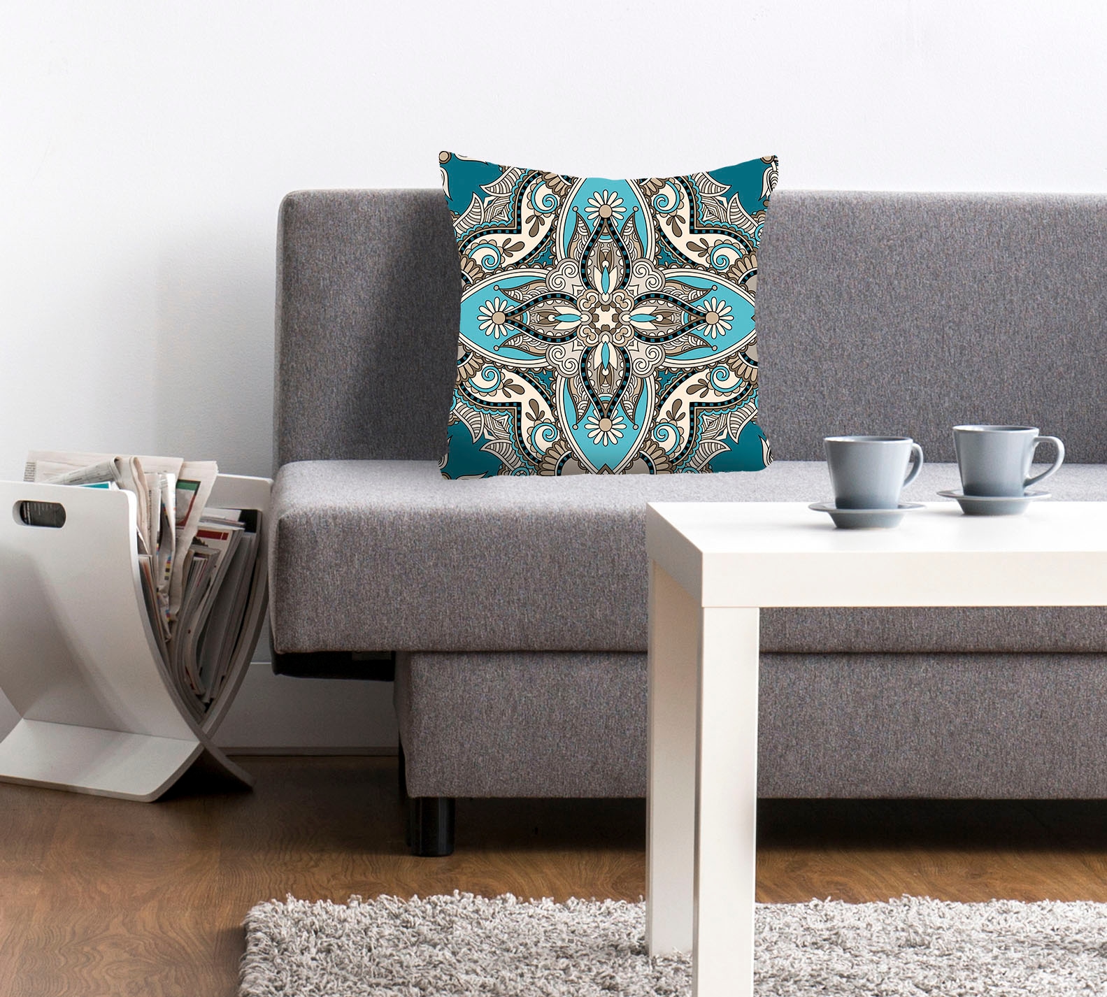 Image of queence Dekokissen "Bluemento" mit blauen Ornamenten