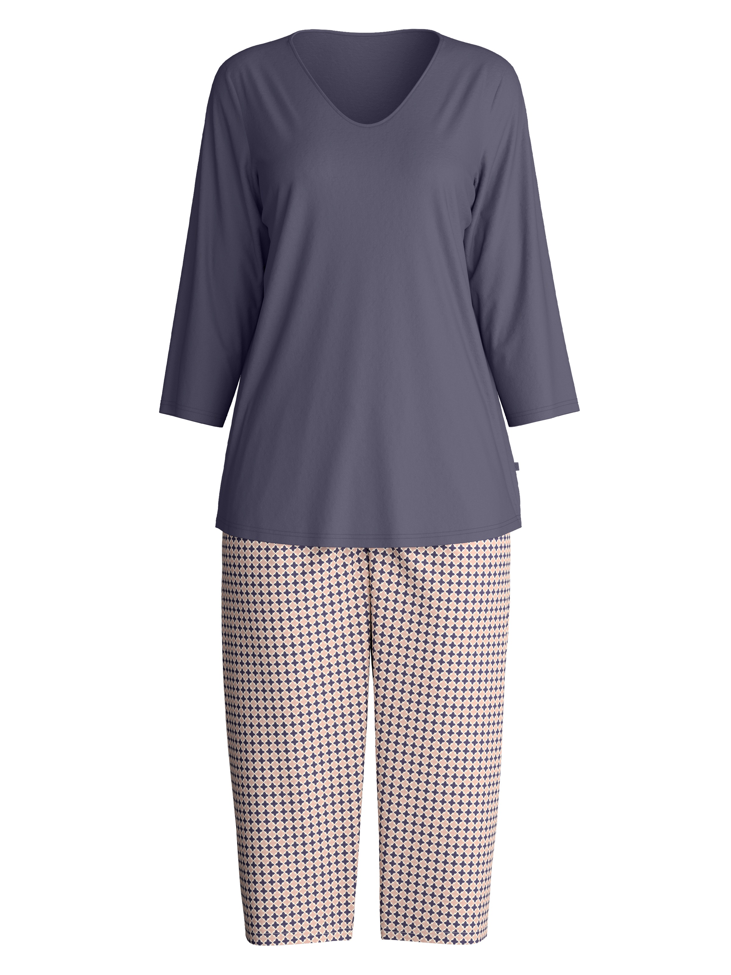 CALIDA Pyjama »Graphic Nights« 2 pièces V-Ausschnitt, Baumwolle, weich, atmungsaktiv