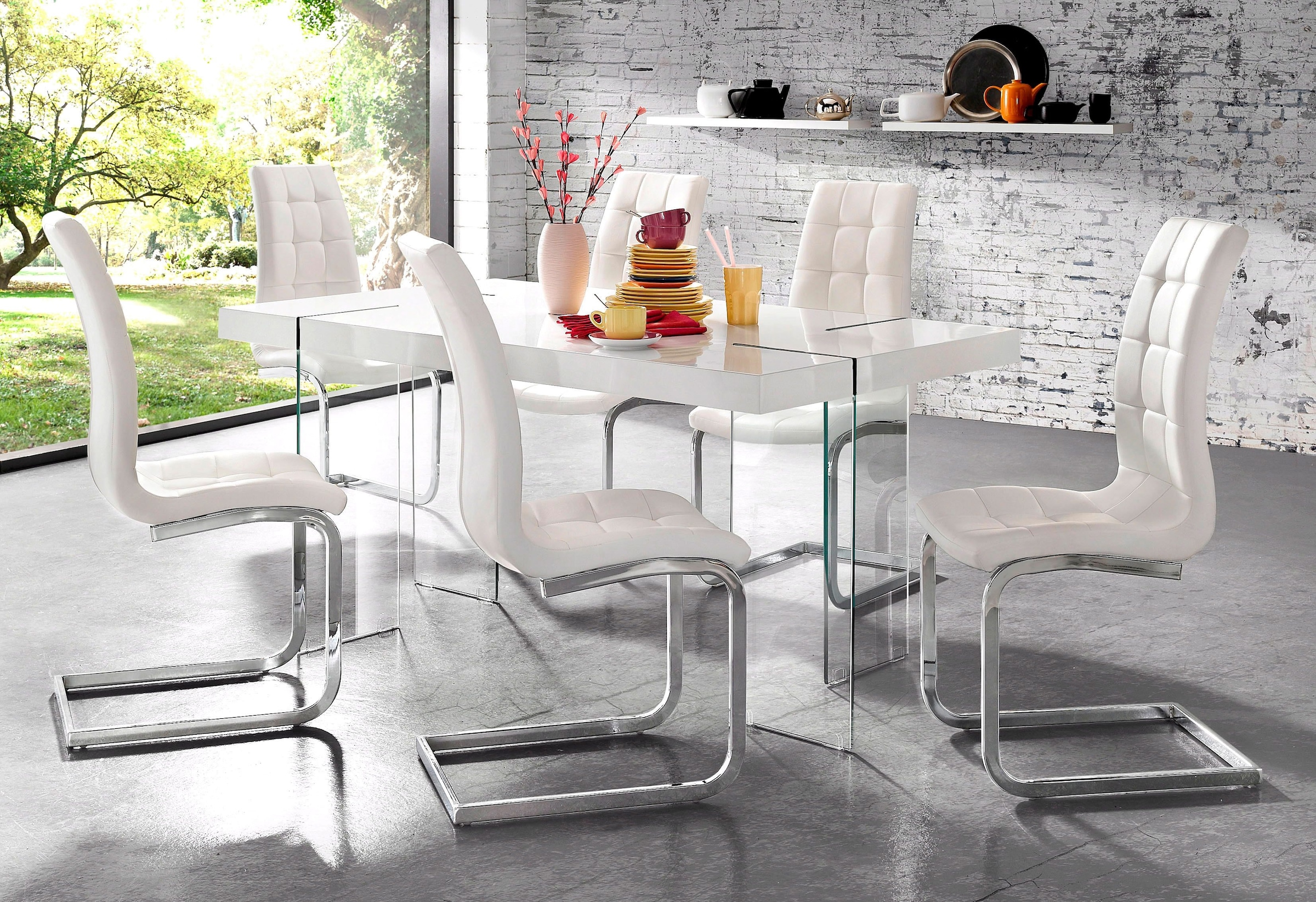 INOSIGN Freischwinger »Lola« (Set) 2 Stk.2 oder 4 Stück, Bezug in Kunstleder oder Samtsoff, chrom Metallgestell