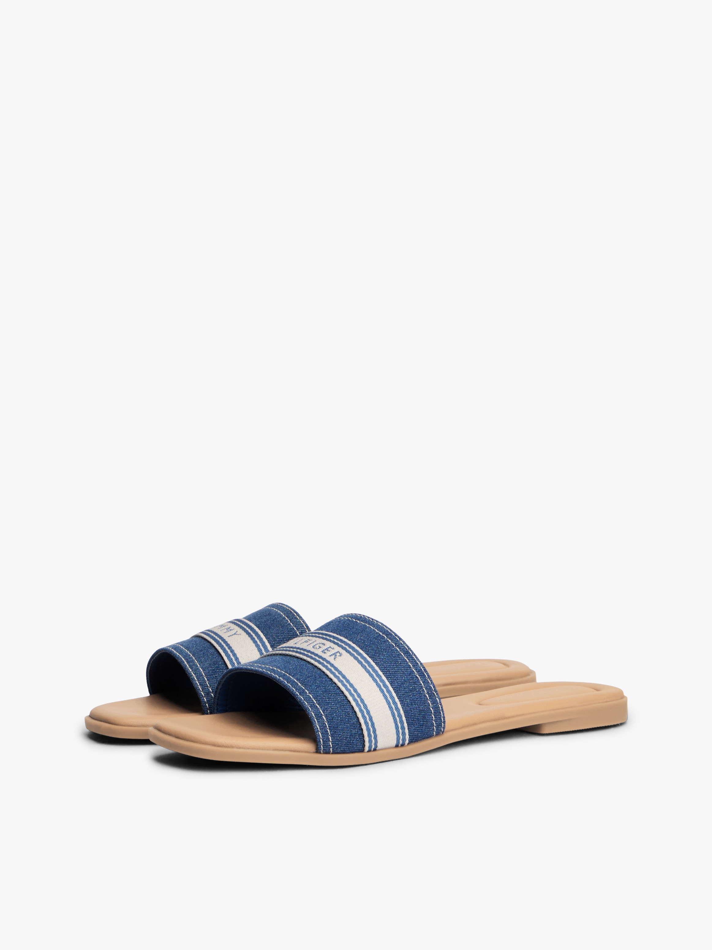 Image of Tommy Hilfiger Pantolette "FLAT MULE WEBBING" Sommerschuh, Flats mit modischem Kontrastbesatz