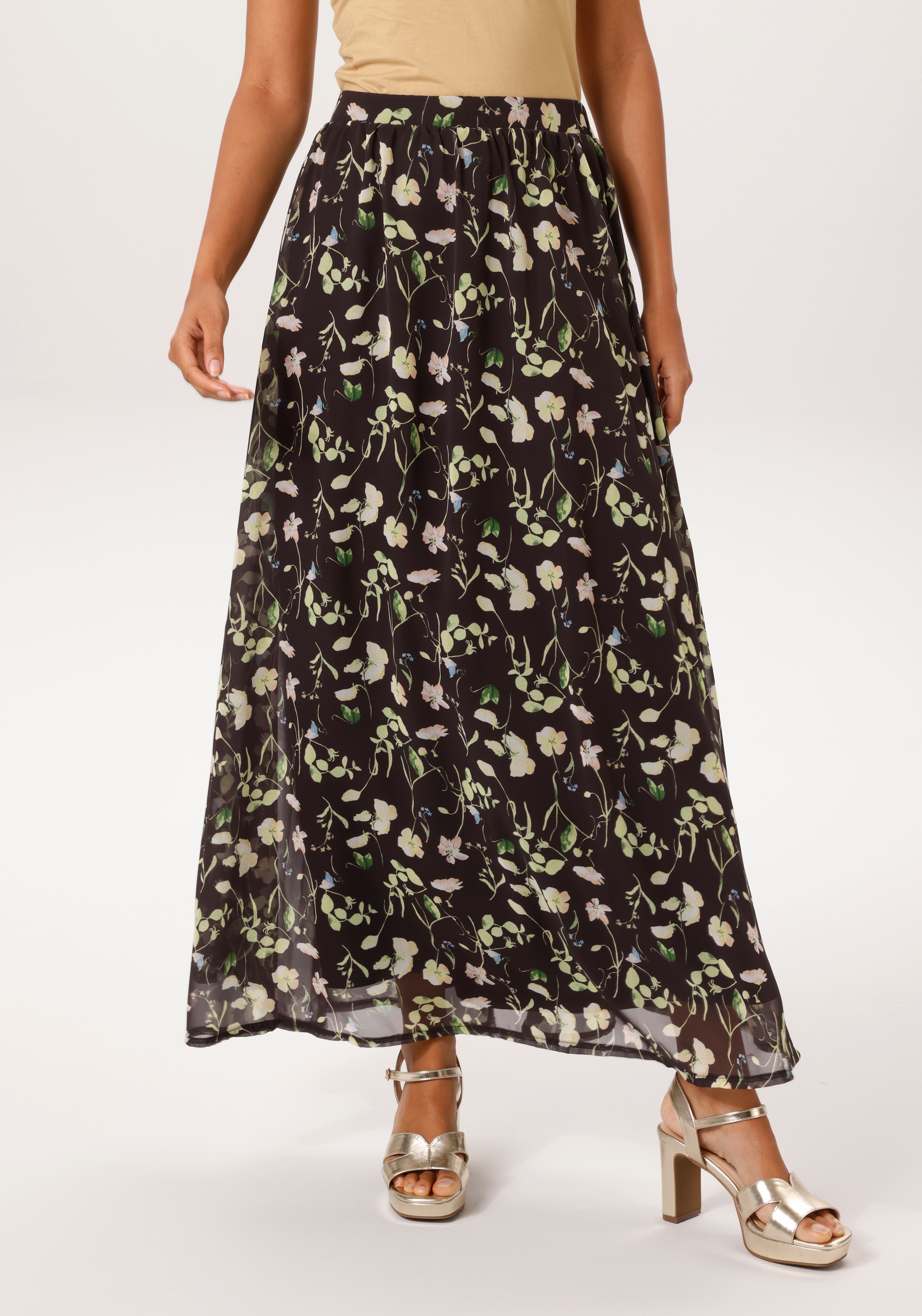 Image of Aniston CASUAL Maxirock mit pastellfarbenen Blumen bedruckt