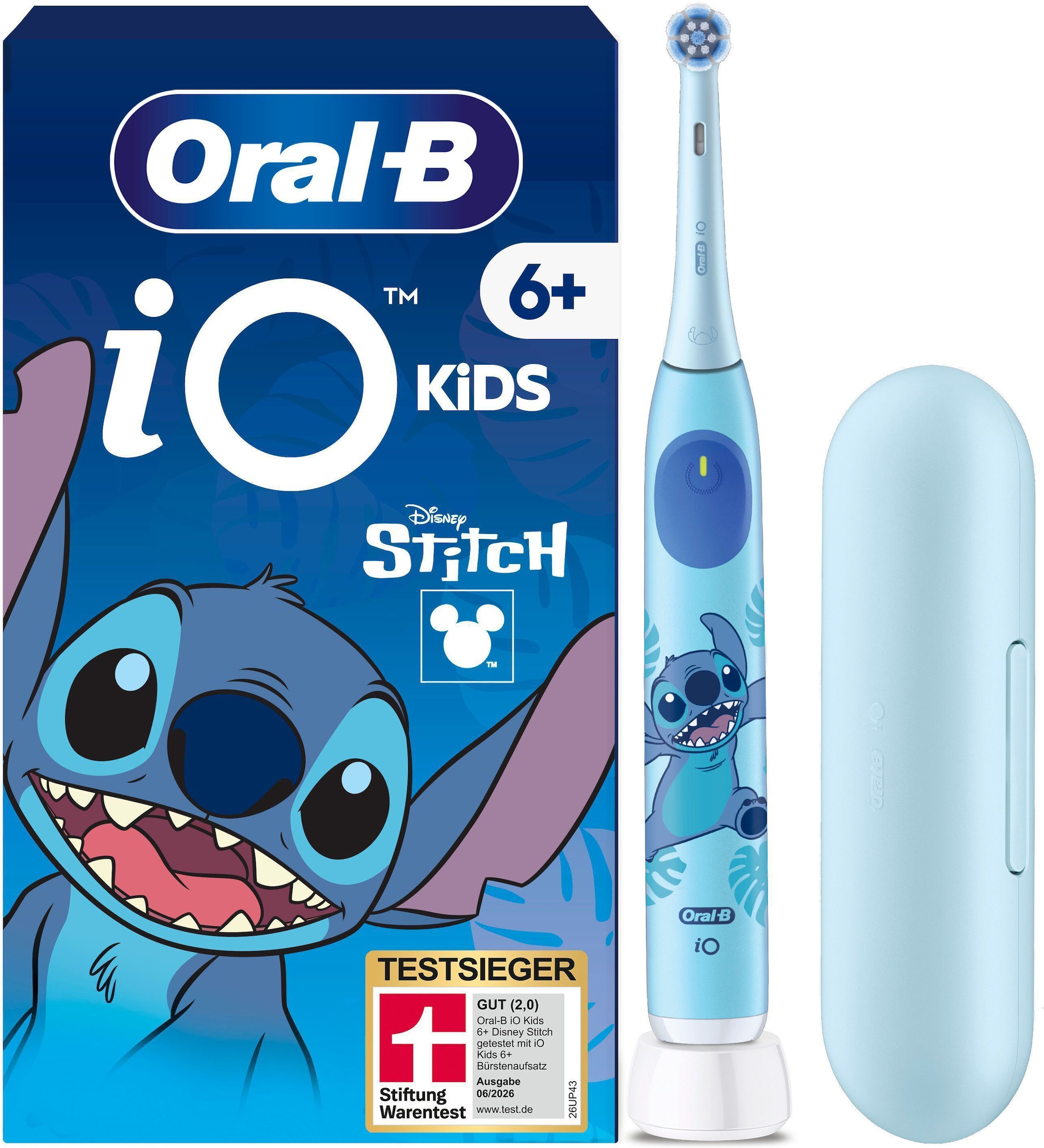 Image of Oral-B Elektrische Kinderzahnbürste "iO Kids 6+ Stitch" 1 Stk. Aufsteckbürsten 1 Reise-Etui, Musik-Timer, 3 Modi, ab 6 Jahren