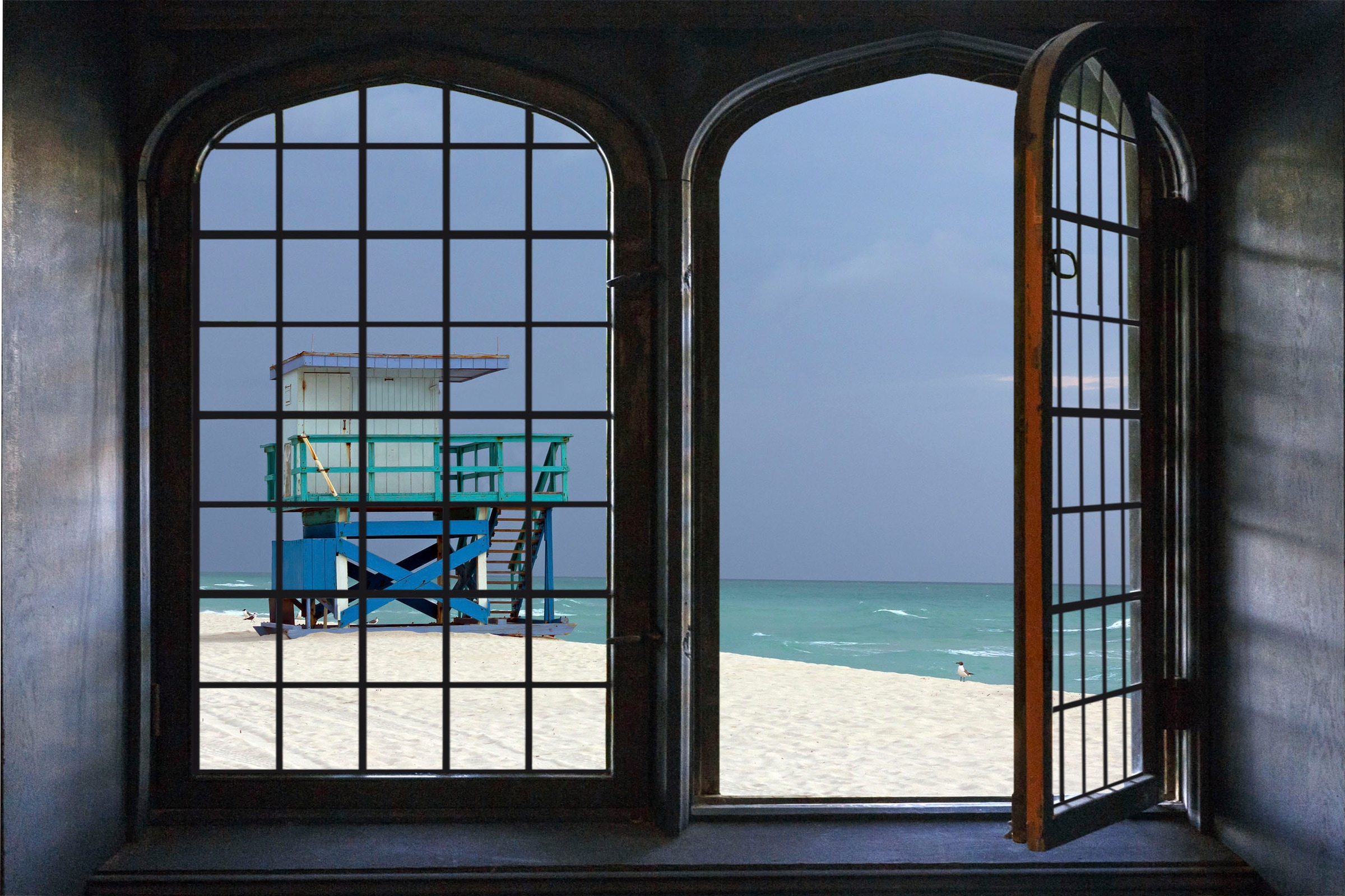Image of queence Wandsticker "Miami" Wandsticker, Wandbild, selbstklebend, 3D, Fenster