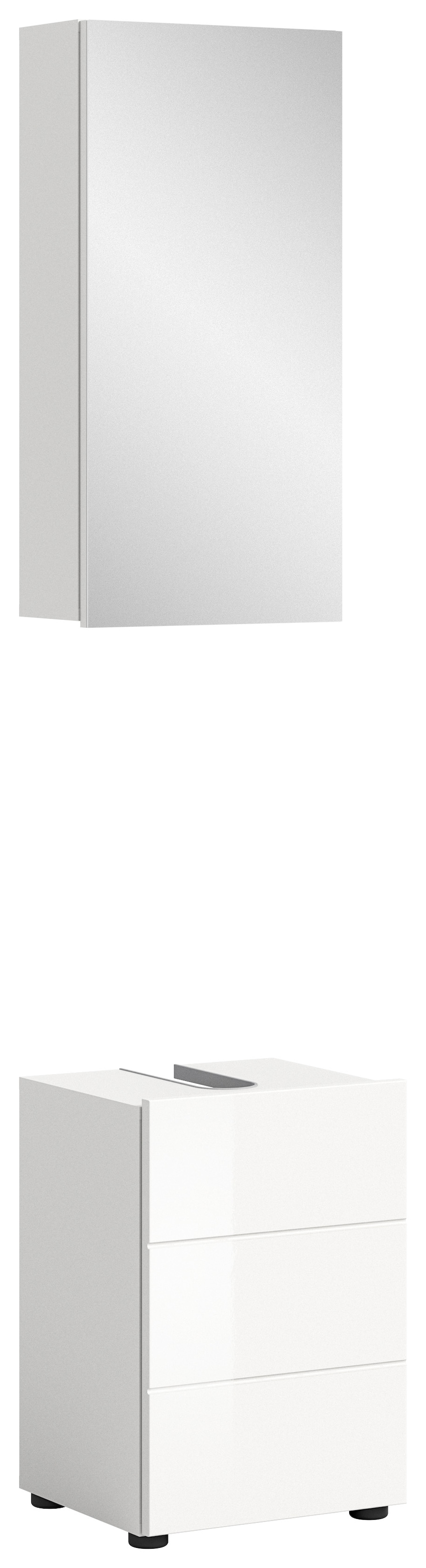 Image of welltime Badmöbel-Set "BIEL, 2 teilig, inkl. Beleuchtung, MDF Front, Rillenoptik" best. aus: Waschbeckenunterschrank, Spiegelschrank inkl. Beleuchtung, 2 Stk. tlg.