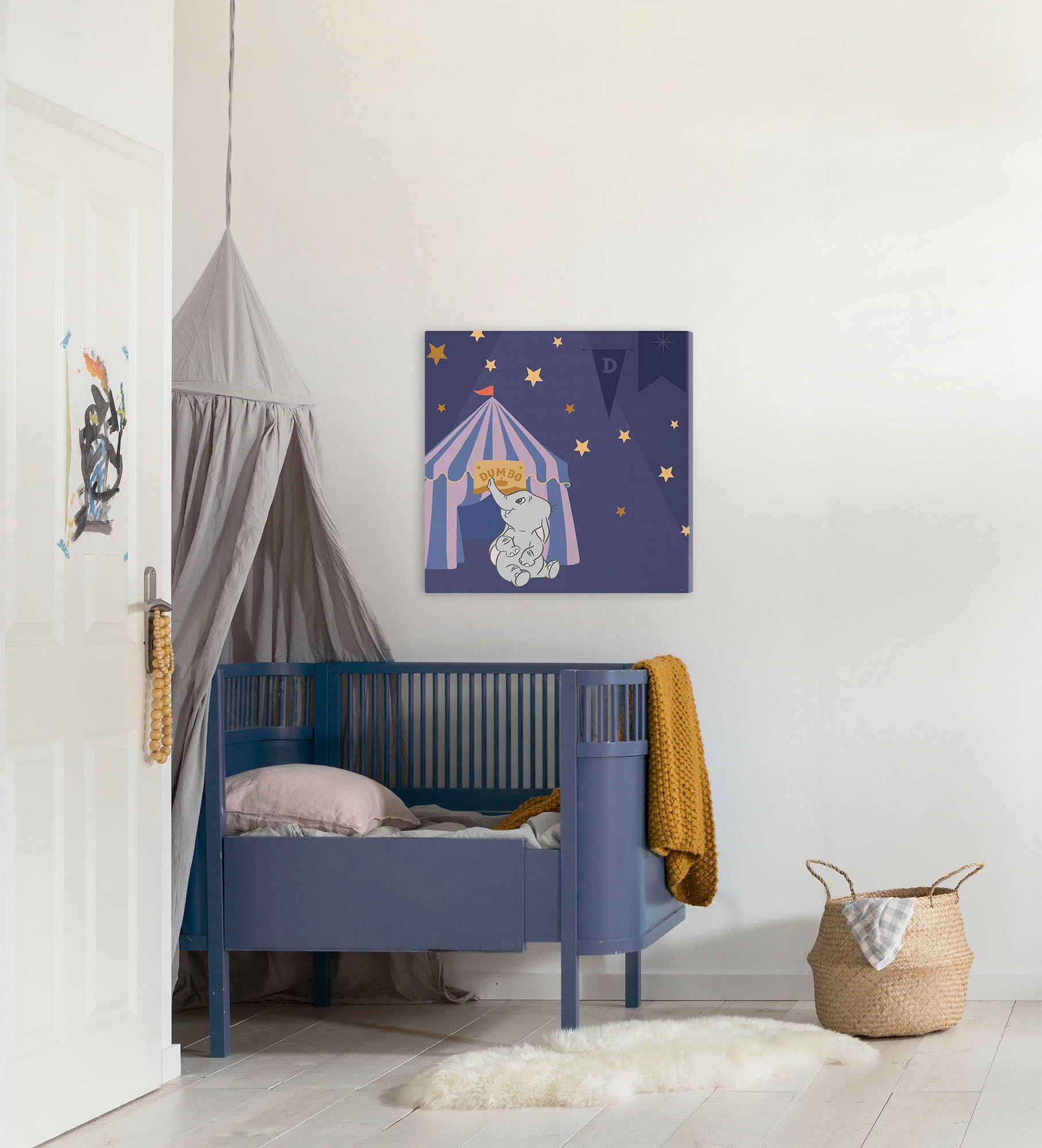Komar Leinwandbild »Starry Night with Dumbo - Grösse 60 x 60 cm«, Disney, (1 St., 60 x 60 cm (Breite x Höhe), Keilrahmenbild mit Echtholzrahmen, Kinderzimmer