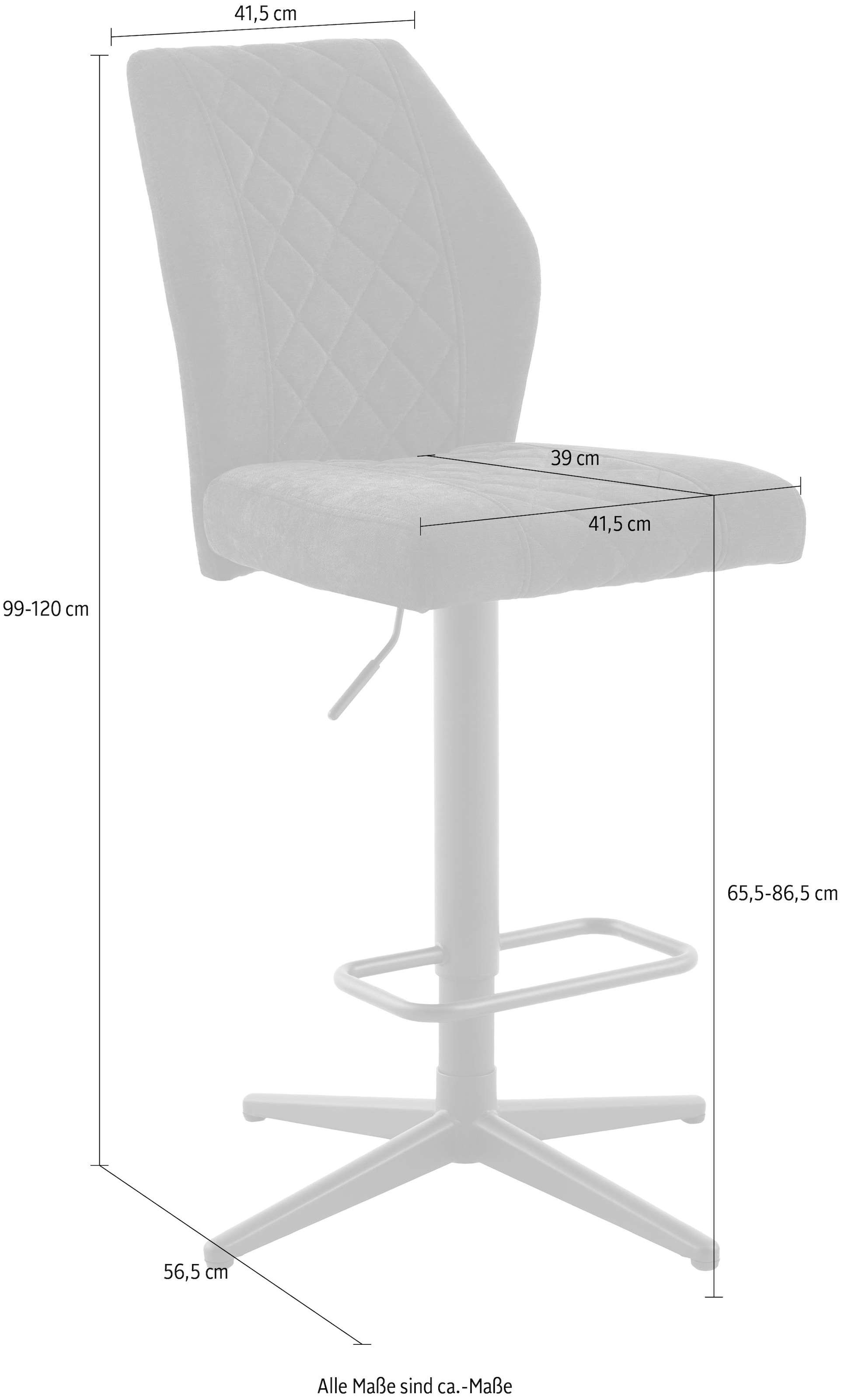 HELA Barhocker »BABSI« Set, 2 Stk. tlg. 360° drehbar, höhenverstellbar mit Gasdruckfeder, Sternfuss