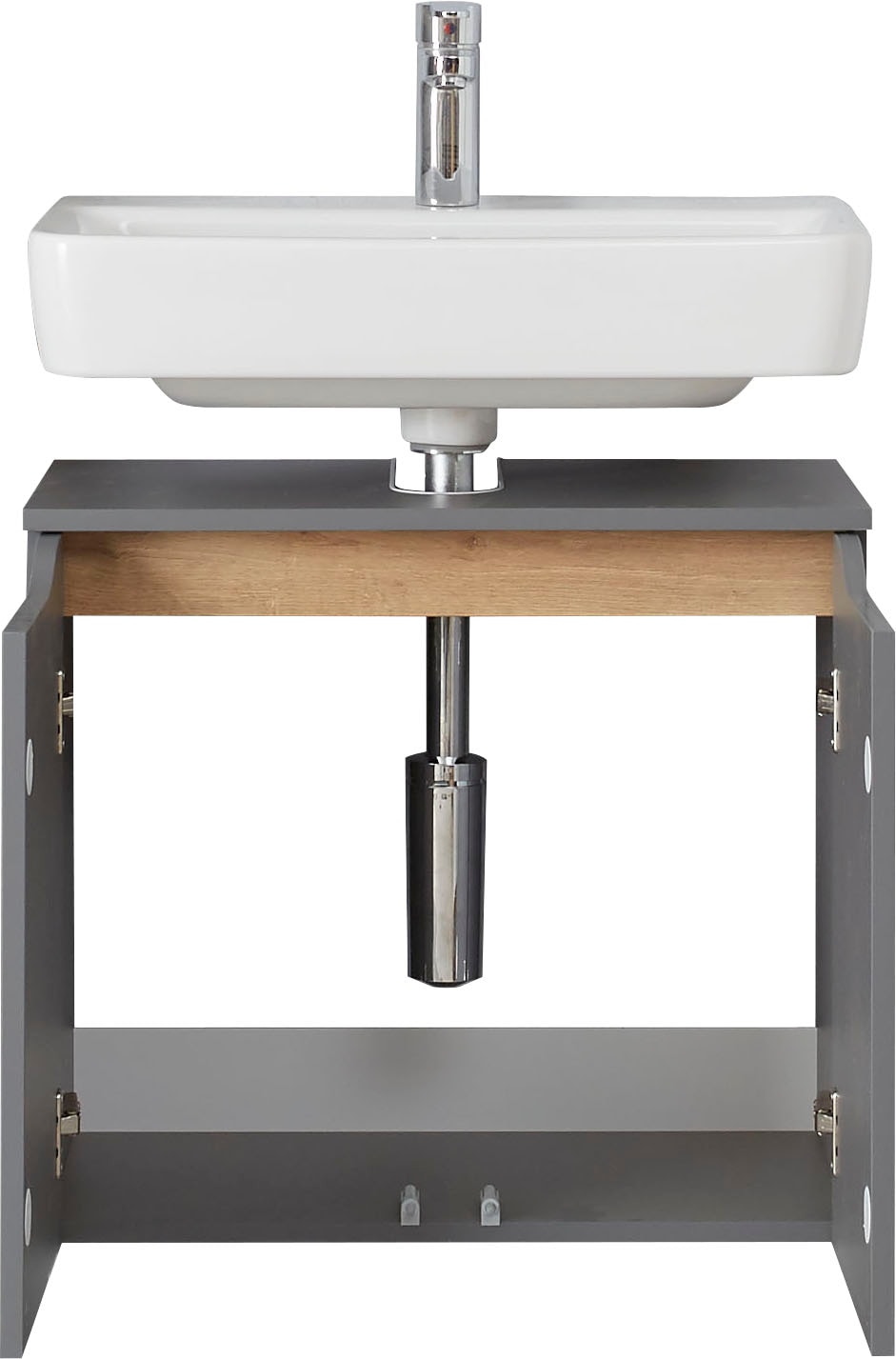 Saphir Armoire sous lavabo »Quickset Unterbeckenschrank, 60 cm breit, 2 Türen« meuble sous-lavabo avec découpe siphon, sans lavabo, sans poignées