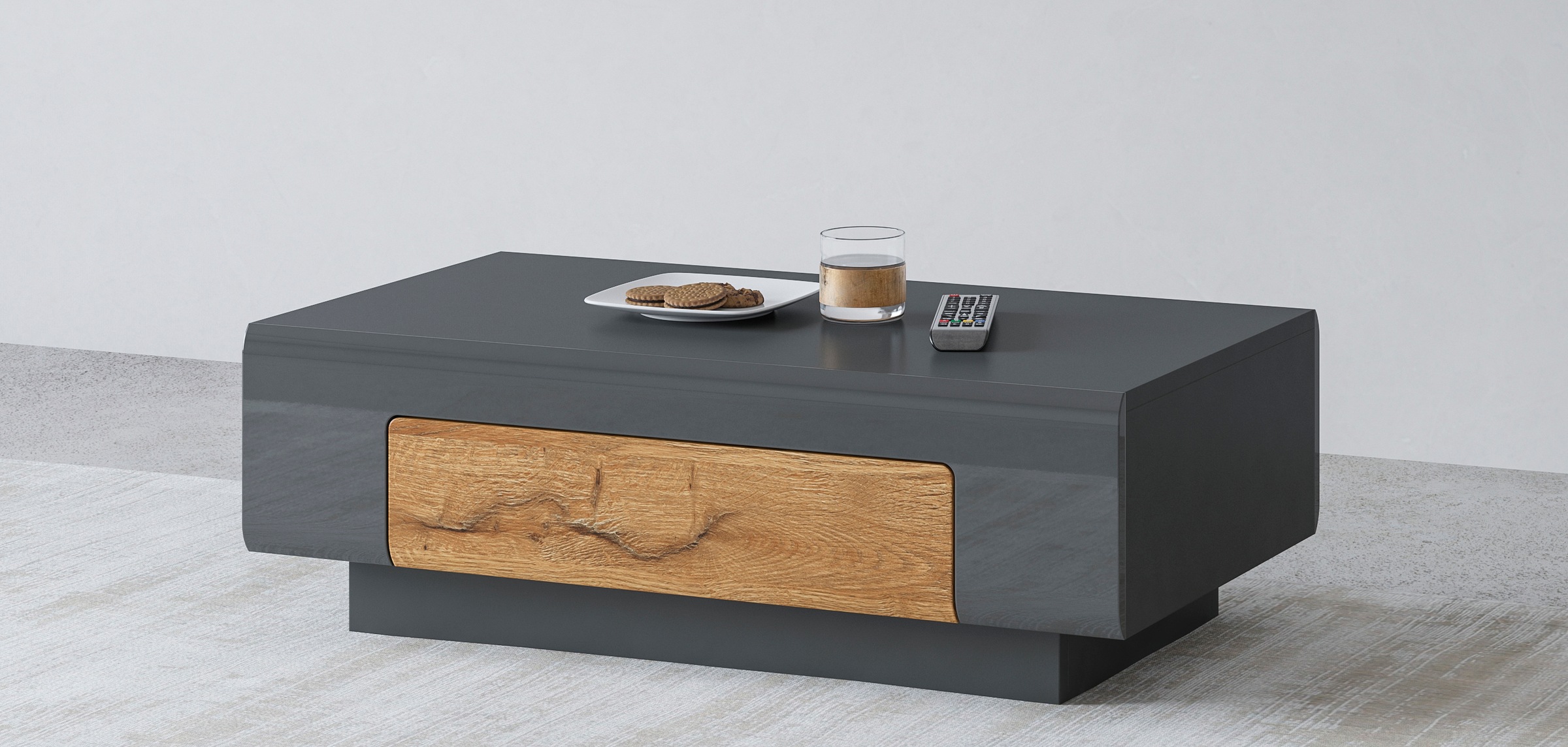 Image of GOODproduct Couchtisch "Toledo,Breite 110cm eleganter Sofatisch mit Hochglanzelemente" Kaffeetisch mit 1 Schublade, Wohnzimmertisch