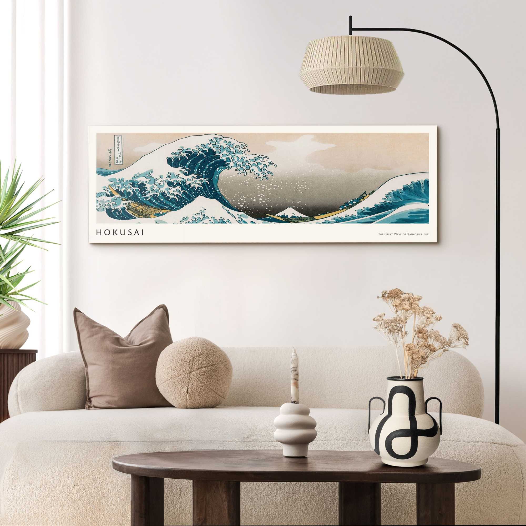 Image of Reinders XXL-Wandbild "Hokusai - The Great Wave" Gemälde 1 Stk. tlg. Wohnzimmer - Blau - MDF - Berühmte Künstler - 156x52 cm