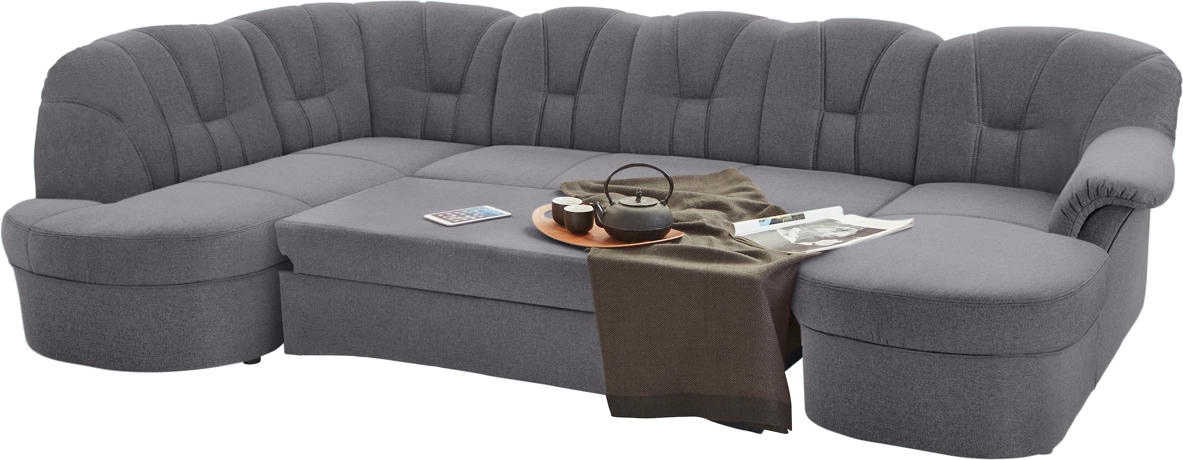 DOMO collection Wohnlandschaft »Papenburg U-Form«, in grosser Farbvielfalt, wahlweise Bettfunktion, frei im Raum stellbar