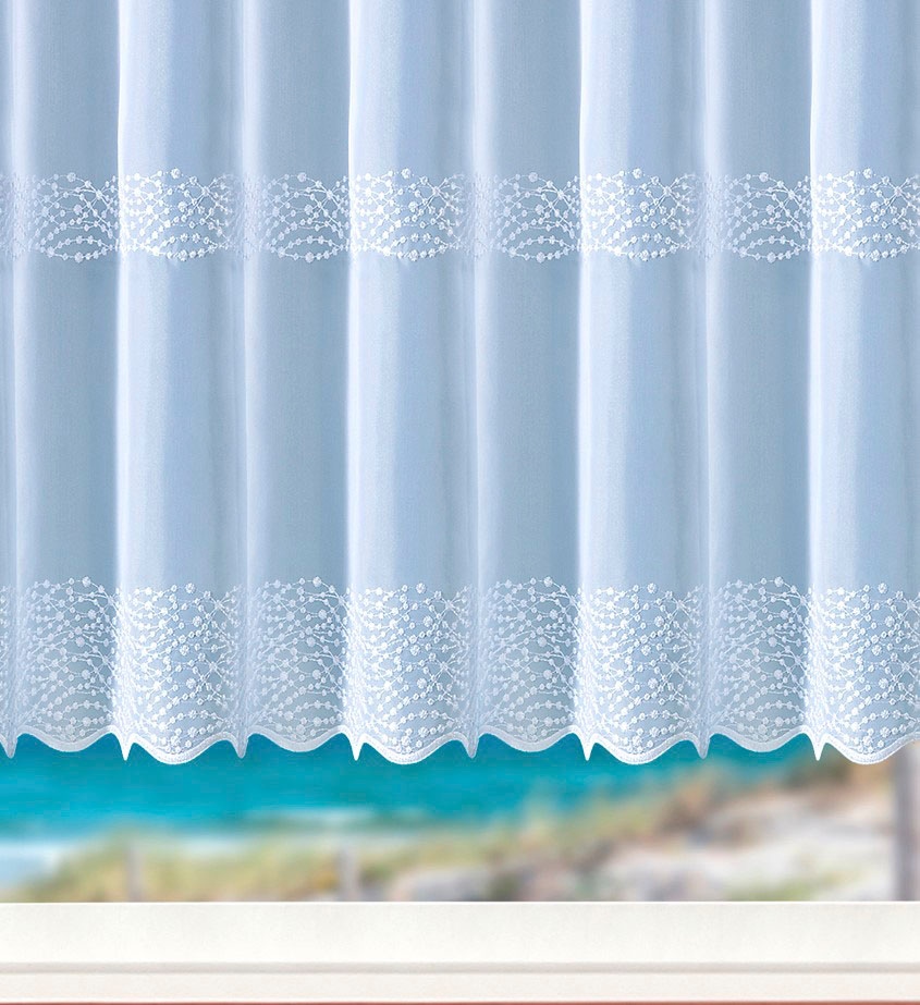 Weckbrodt Gardine »Duisburg« Kräuselband 1 Stk. tlg. echte Stickerei, Voile, transparent, Bordüre, Kante, gebogt, Store