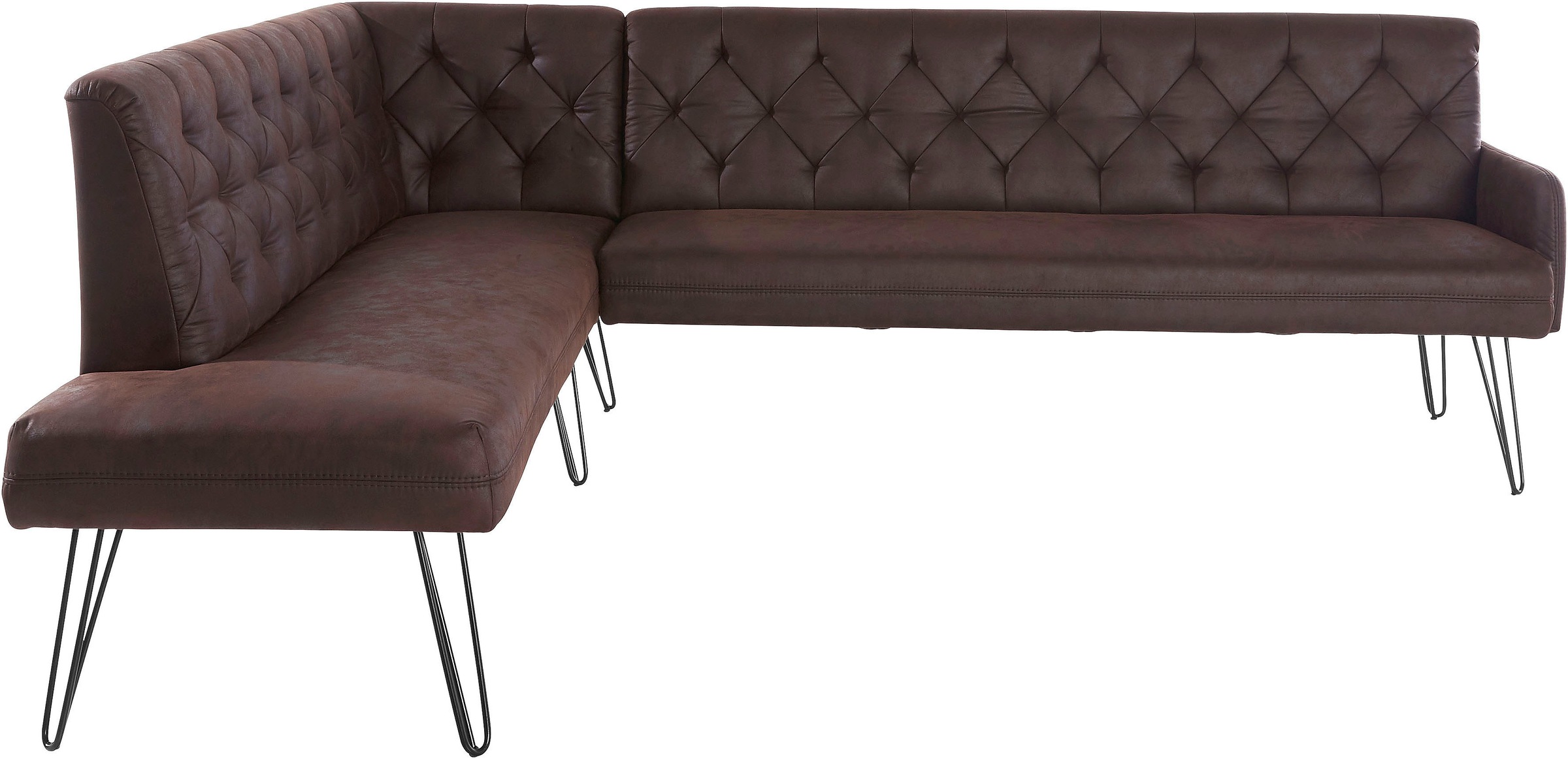 exxpo - sofa fashion Eckbank »Doppio, Chesterfield Optik, komfortabel und bequem, hohe Designfüsse«, Frei im Raum stellbar