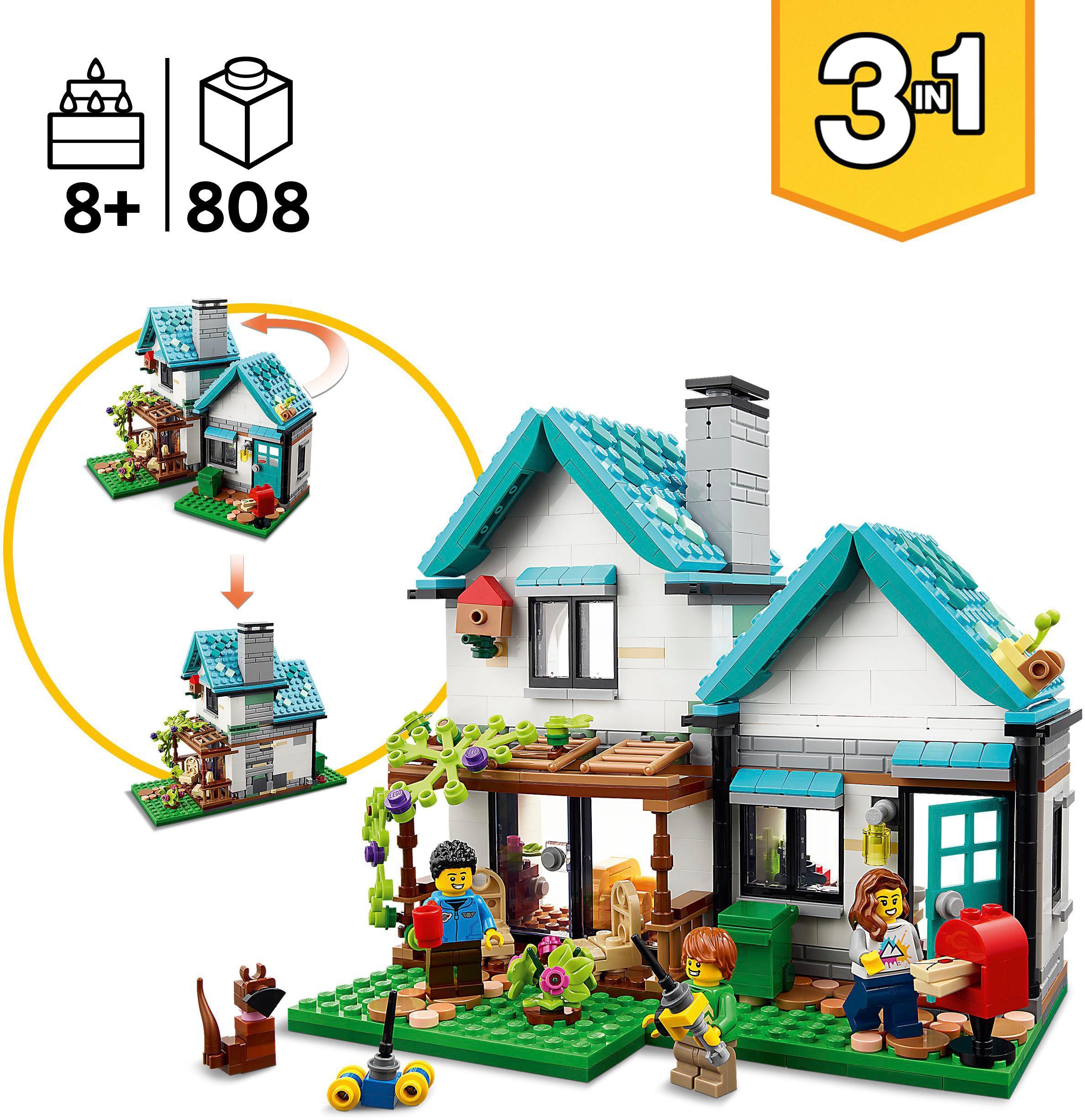 LEGO® Konstruktionsspielsteine »Gemütliches Haus (31139), LEGO® Creator 3in1«, (808 St.)