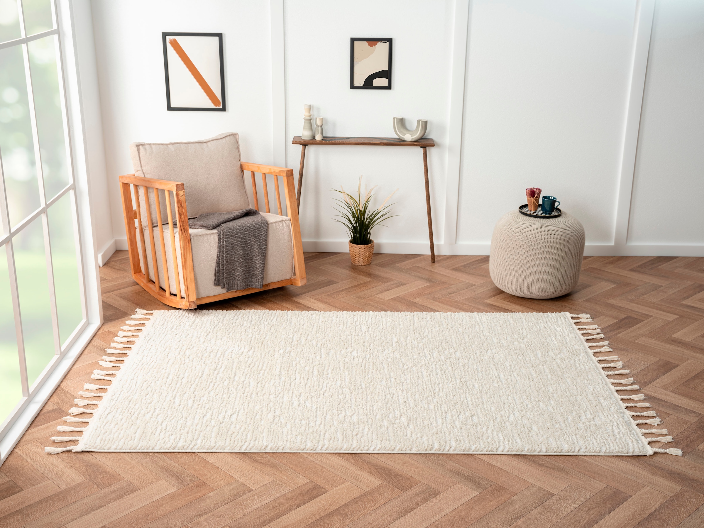 Myflair Möbel & Accessoires Hochflor-Teppich »Moroccan Pureness«, rechteckig, 24 mm Höhe, moderner Teppich, Uni Farben, flauschig weich durch Hochflor