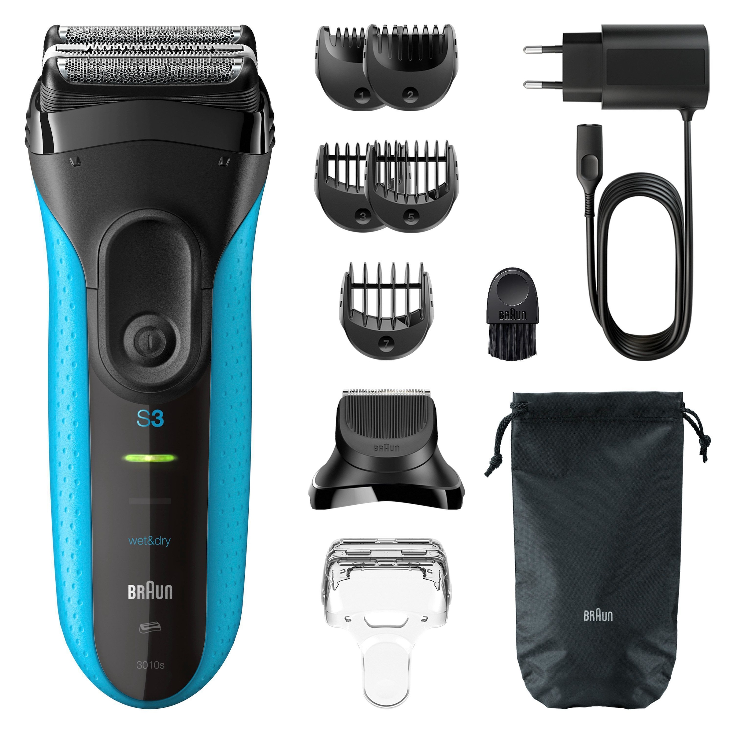 Braun Rasoirs électriques »Series 3+ 3010BT« 6 cuis Aufsätze 3 lames flexibles, micro-peigne efficace pour la tondeuse centrale