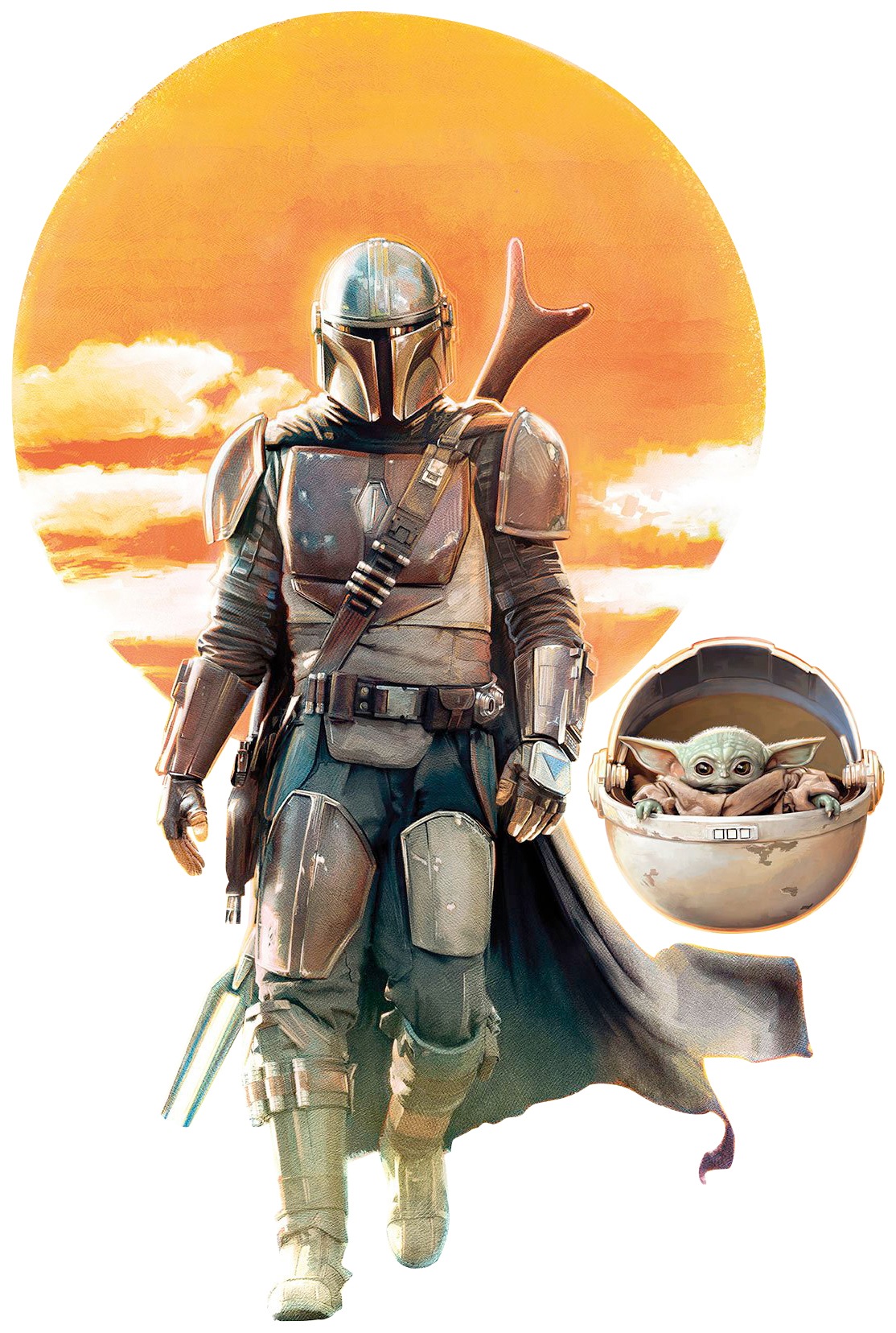 Image of Komar Bild "Mandalorian The Child Family Trip" Disney Star Wars 1 Stk. tlg. Wandbild zur Dekoration im Kinderzimmer - ohne Rahmen