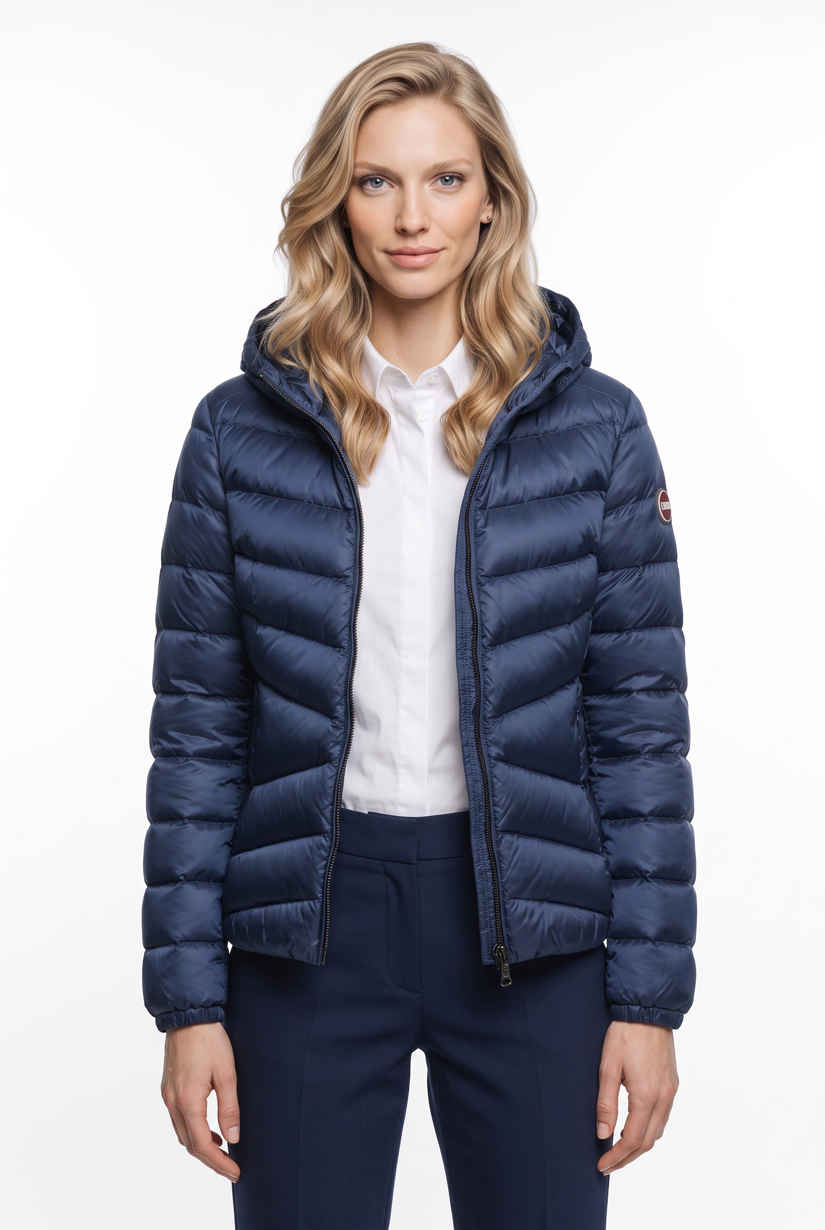 Image of Colmar Daunenjacke mit Kapuze mit glänzendem Finish, schmale Passform, 2-Wege-Zipper