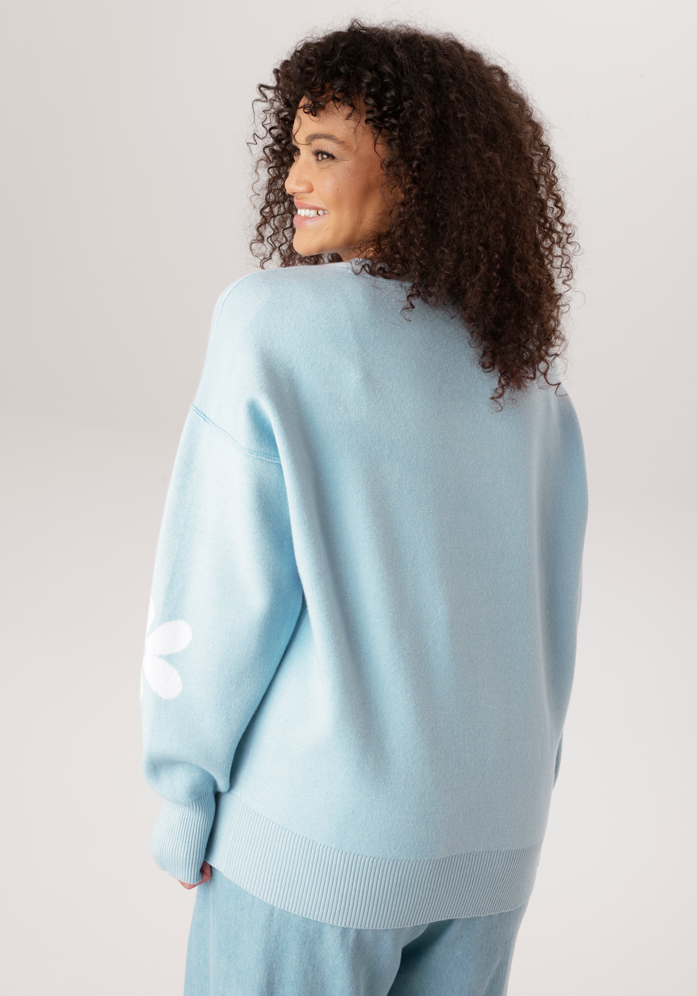 Aniston PLUS Strickpullover mit eingestricktem Blumenmuster - NEUE KOLLEKTION