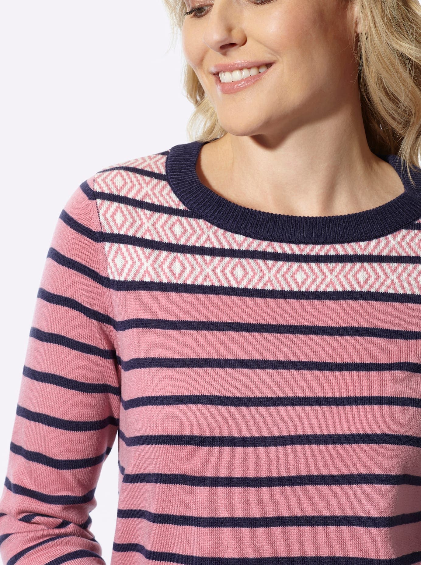 Classic Basics Pull à rayures »Rundhals-Pullover«