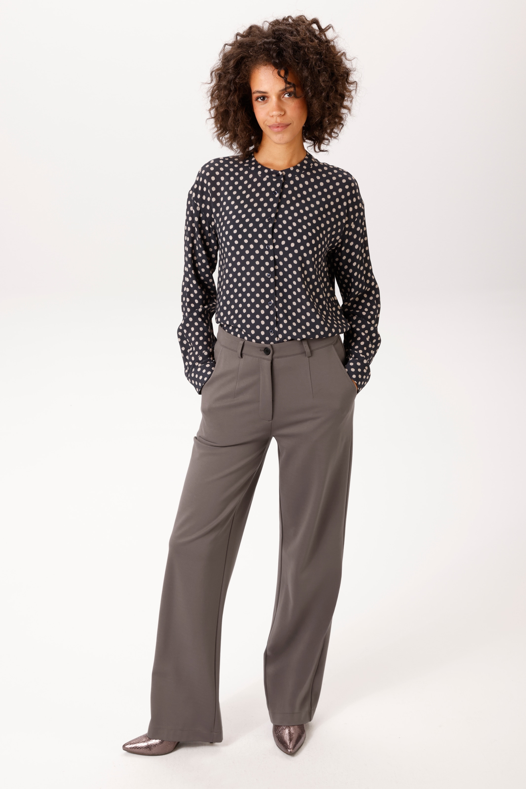 Aniston CASUAL Pantalon en jersey  avec jambe large et droite - NOUVELLE COLLECTION