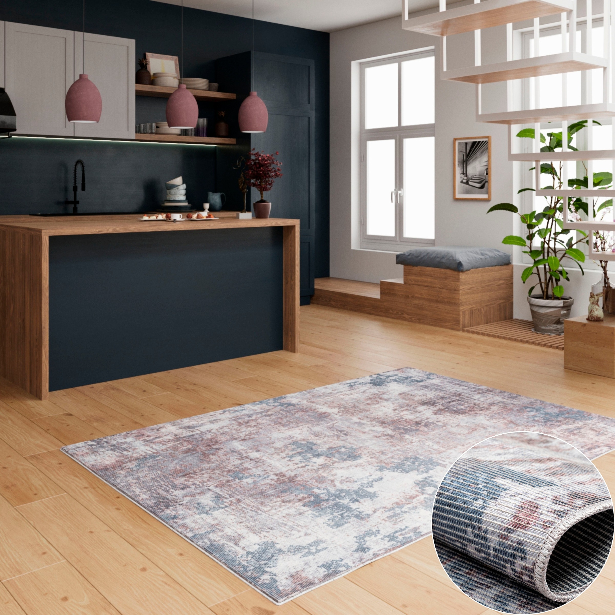 my home Teppich »Mülenen«, rechteckig, 10 mm Höhe, Kurzflor, modernes Design, waschbar, In- und Outdoor geeignet