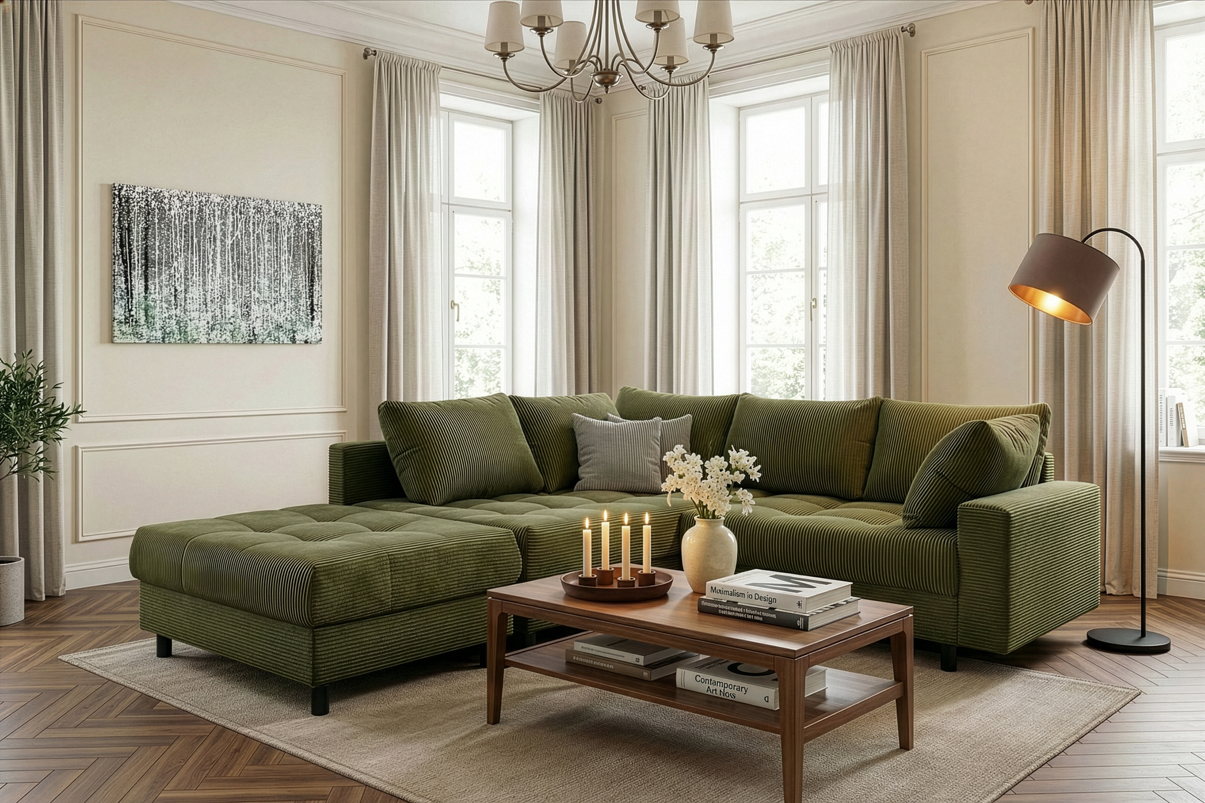 Image of COLLECTION AB Ecksofa "Toni L-Form B: 215 cm Set inkl. Hocker, XL Relaxfläche" Set: Sofa & Hocker, 2 Zierkissen, Federkern, frei stellbar