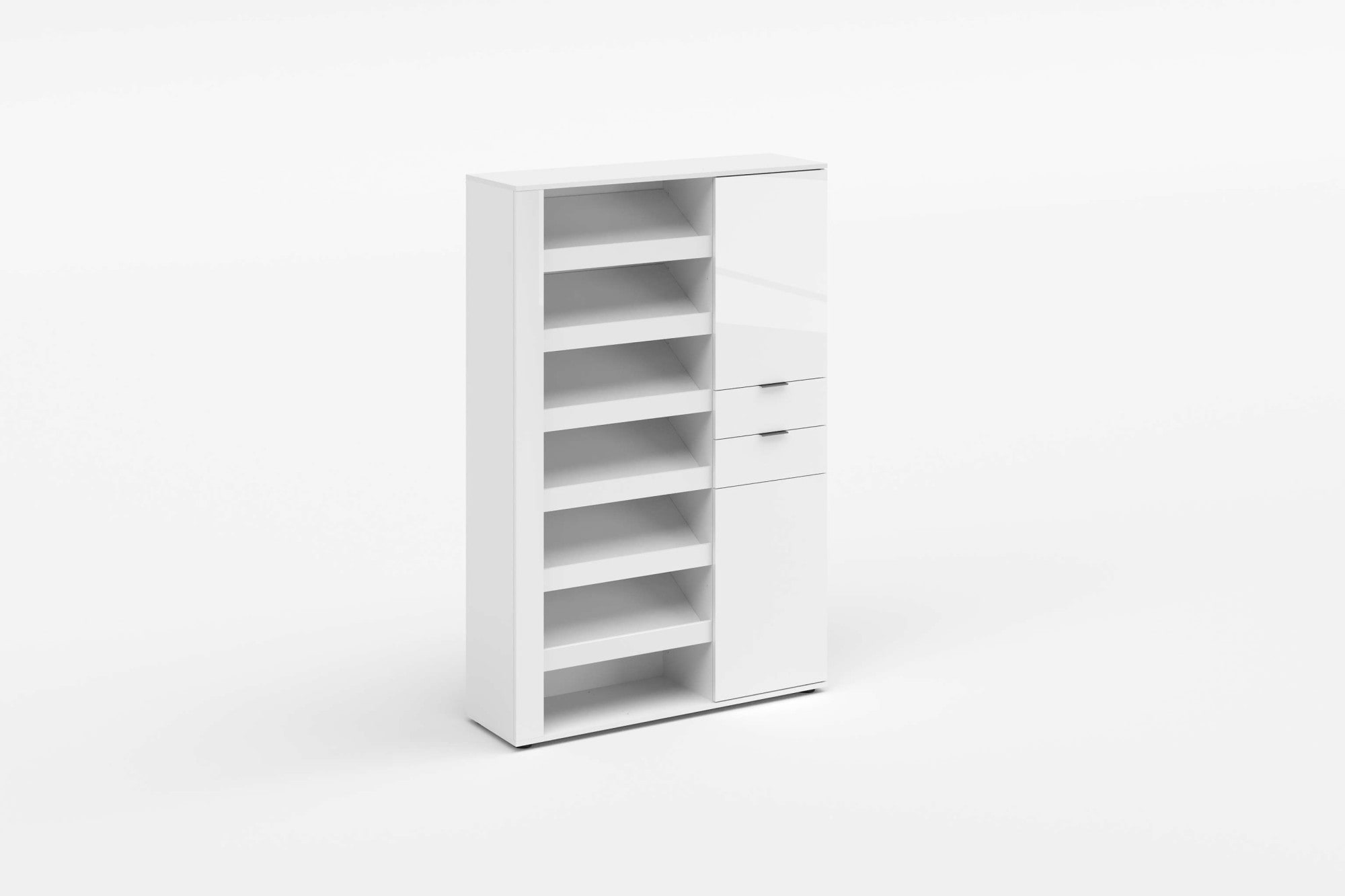 INOSIGN Schuhschrank »BOOST, Schuhschrank,Schuhregal, Breite 120 cm, LED optional bestellbar« 1 Stk. tlg. Hochglanz lackiert mit 7 offenen Fächern, 2 Türen und 2 Schubkästen