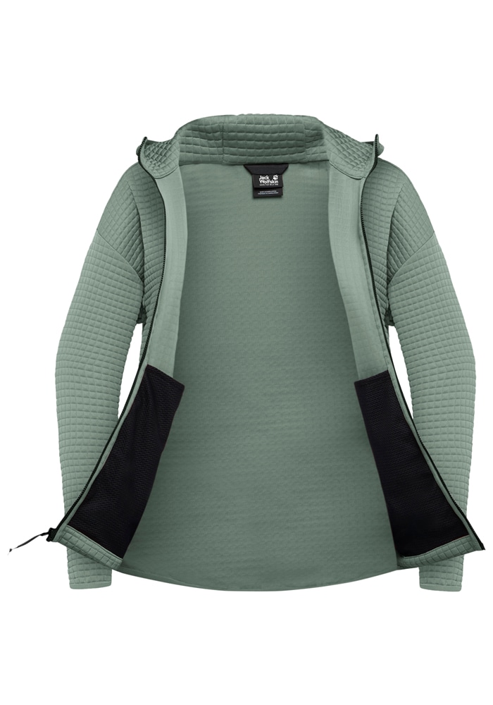 Jack Wolfskin Veste polaire »MOGARI HOODED FZ W« mit Kapuze atmungsaktiv, leicht, Übergangsjacke, Waffel-Optik