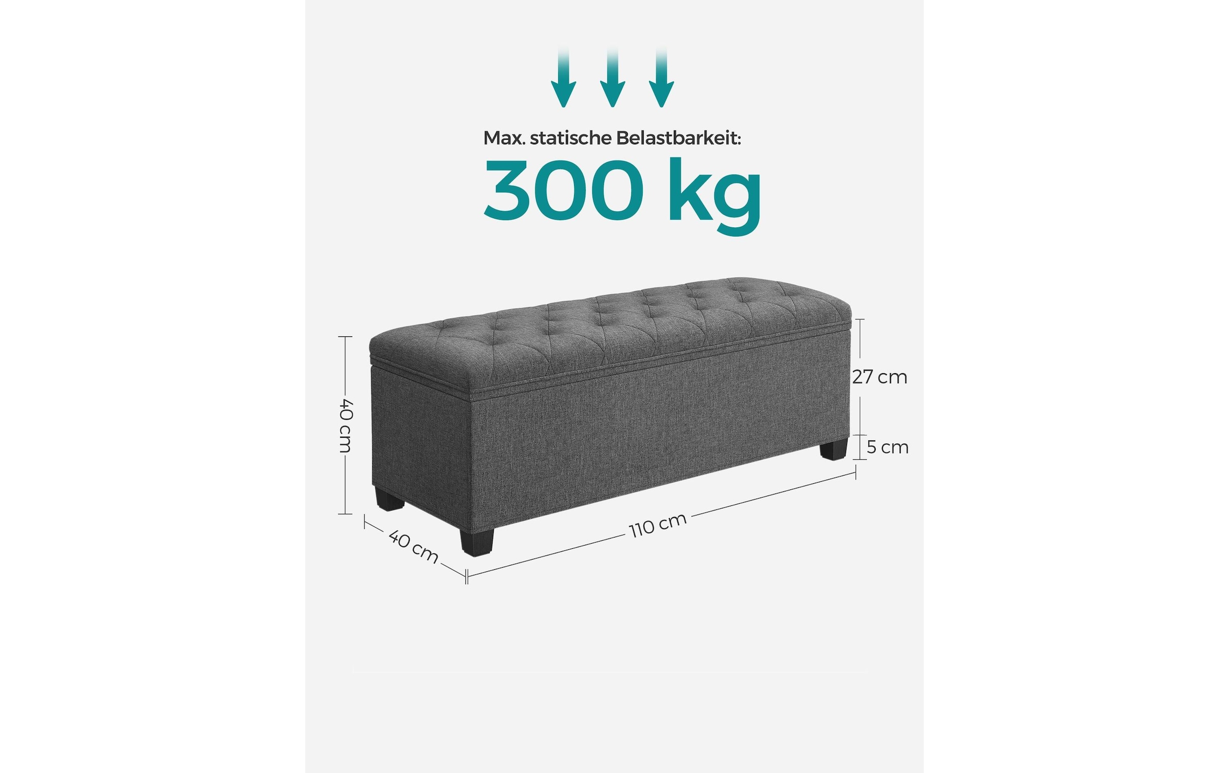 SONGMICS Sitztruhe »Ottomane mit Stauraum 110 x 40 cm«