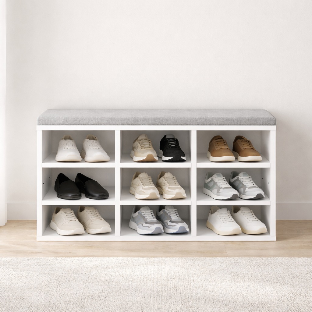 Image of GOODproduct Schuhbank "Schuchschrank 80, Schuhregal, Schuhtruhe, Schuhkommode, Sitzbank" mit bequemer, abnehmbarer Sitzauflage
