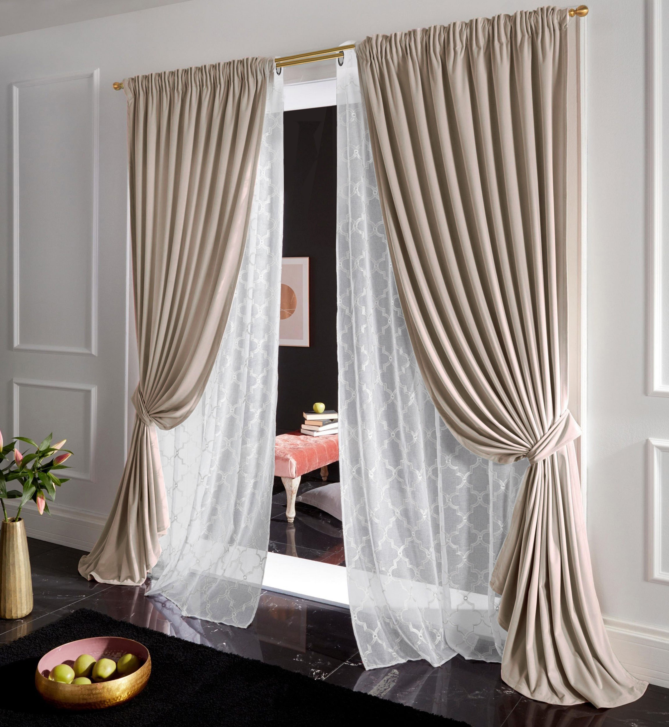 Leonique Gardine »Maroc«, (1 St.), halbtransparent, bestickt, monochrom, verschiedene... kaufen